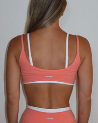 Double Layer Scoop Bra - Guava & White