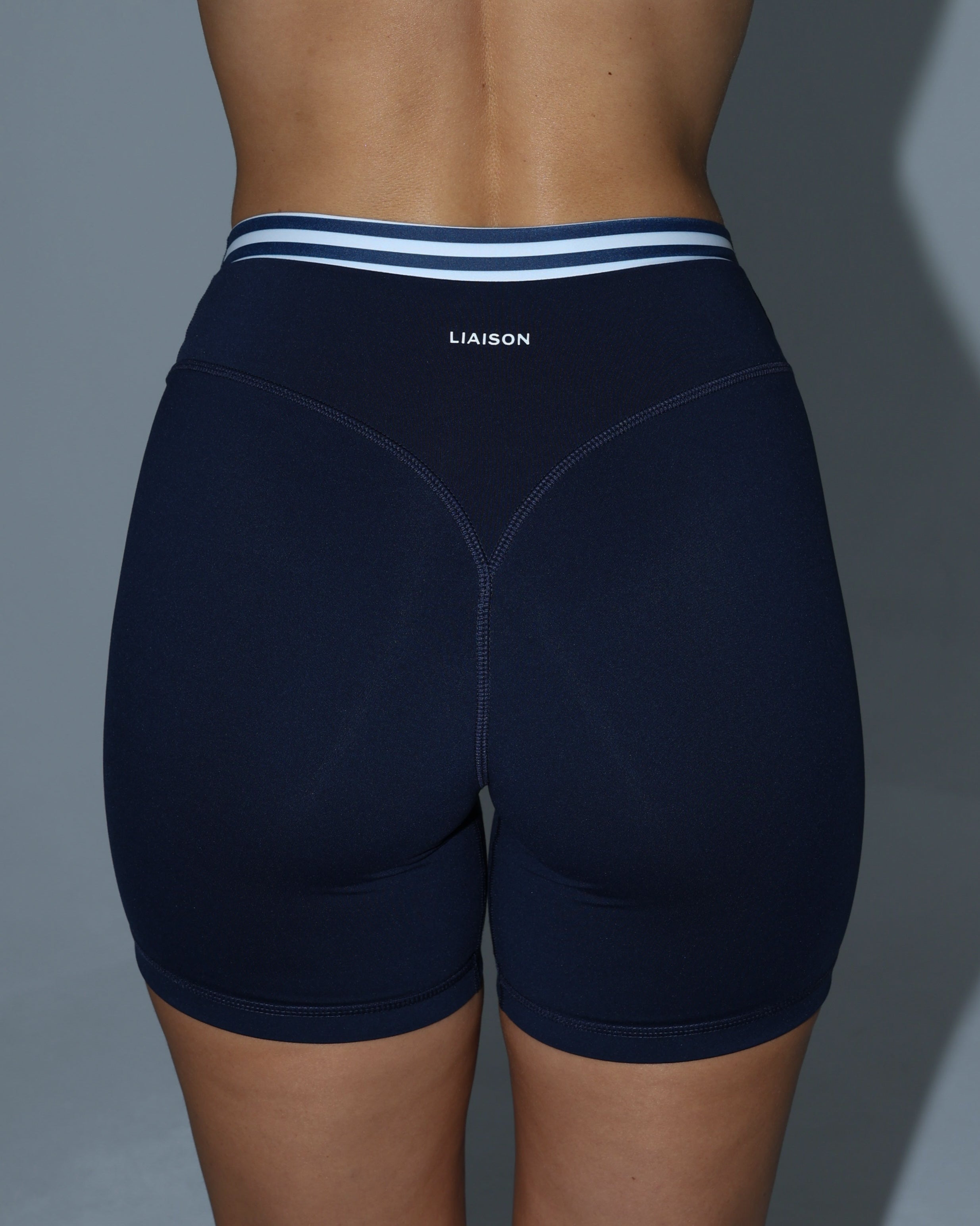 Layered Sculpt Short - Navy & Stripes