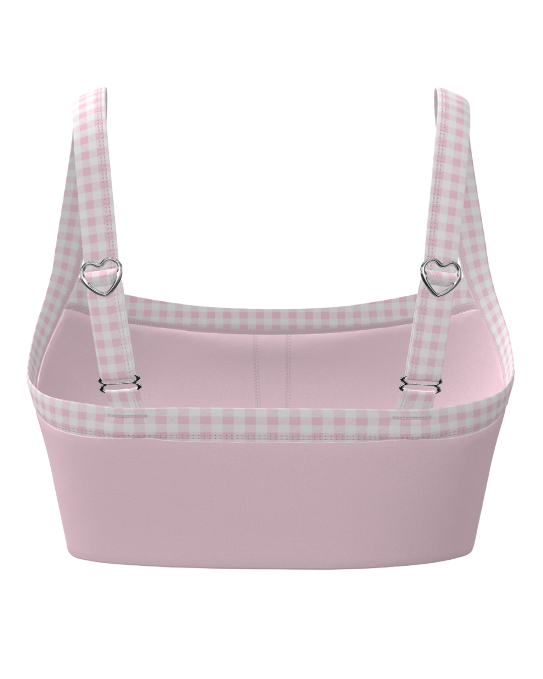 back view of SCL basic contrast bra in soft pink & gingham