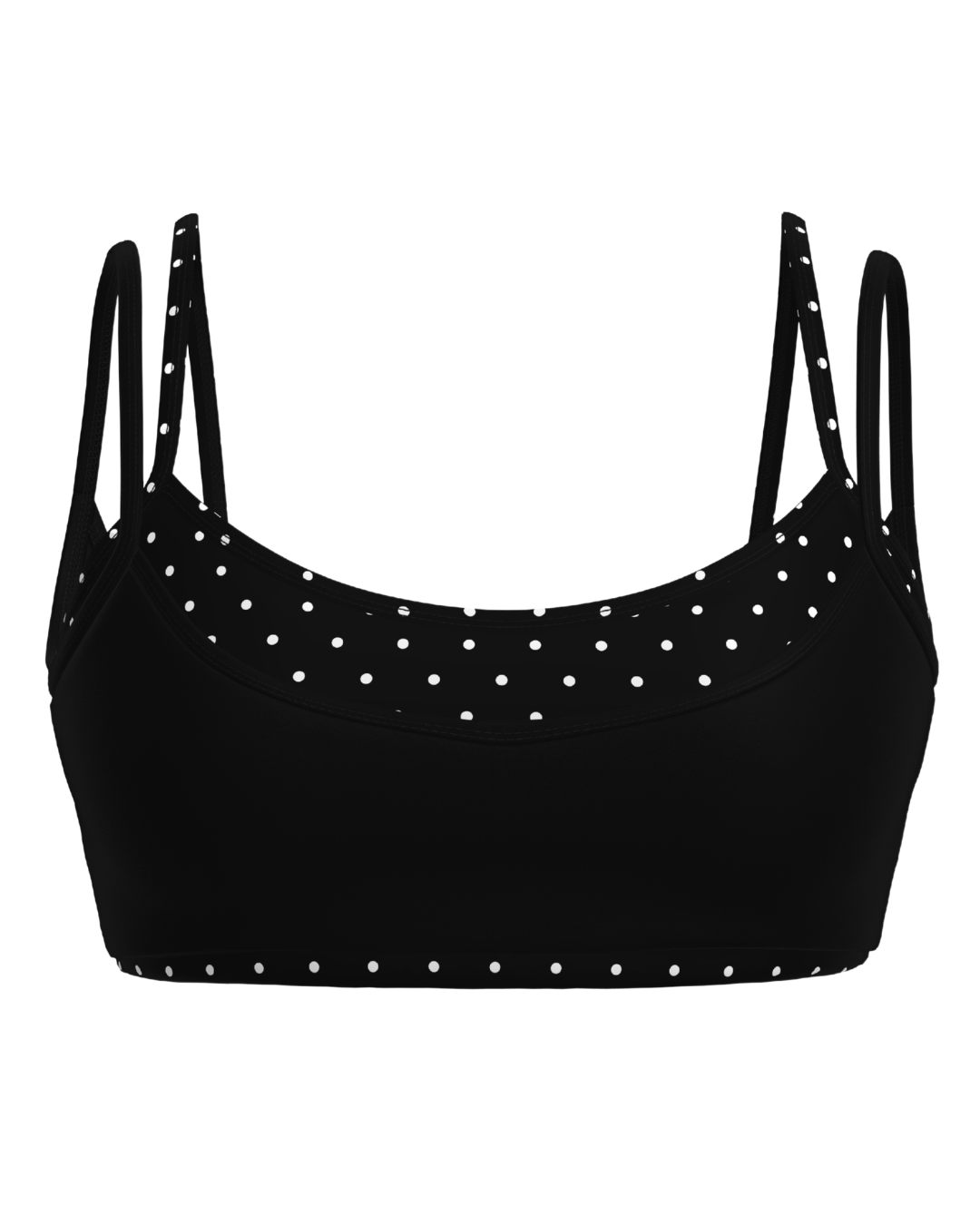 PRE-ORDER - Double Layer Scoop Bra - Black & White Polka Dots