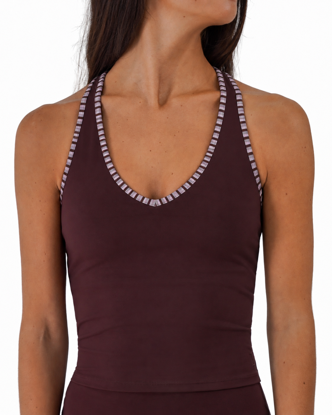 Sporty Racer Tank - Chocolate Cherry & Outwest Stripes