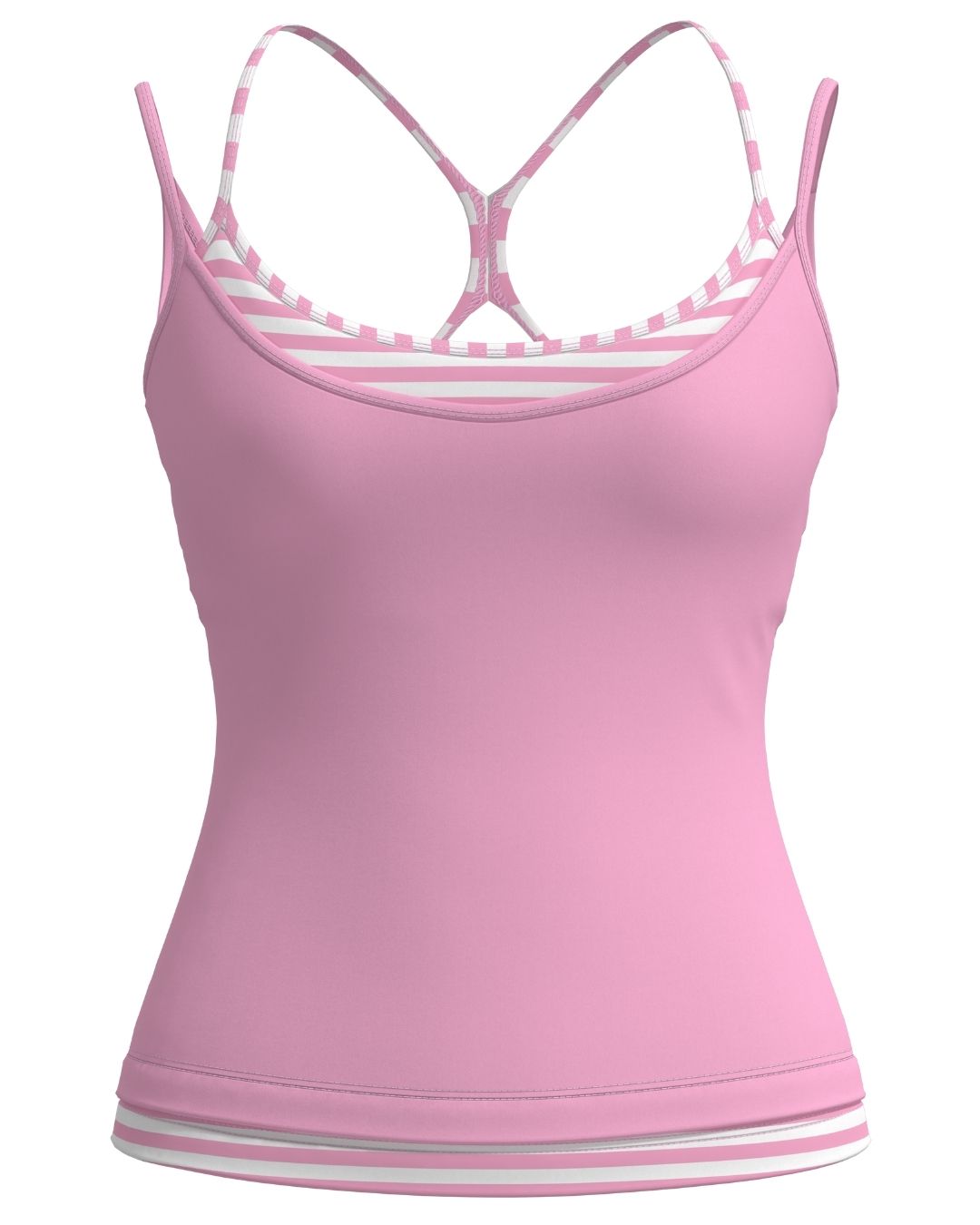 Double Layer Sporty Tank - Petal Pink & Stripes