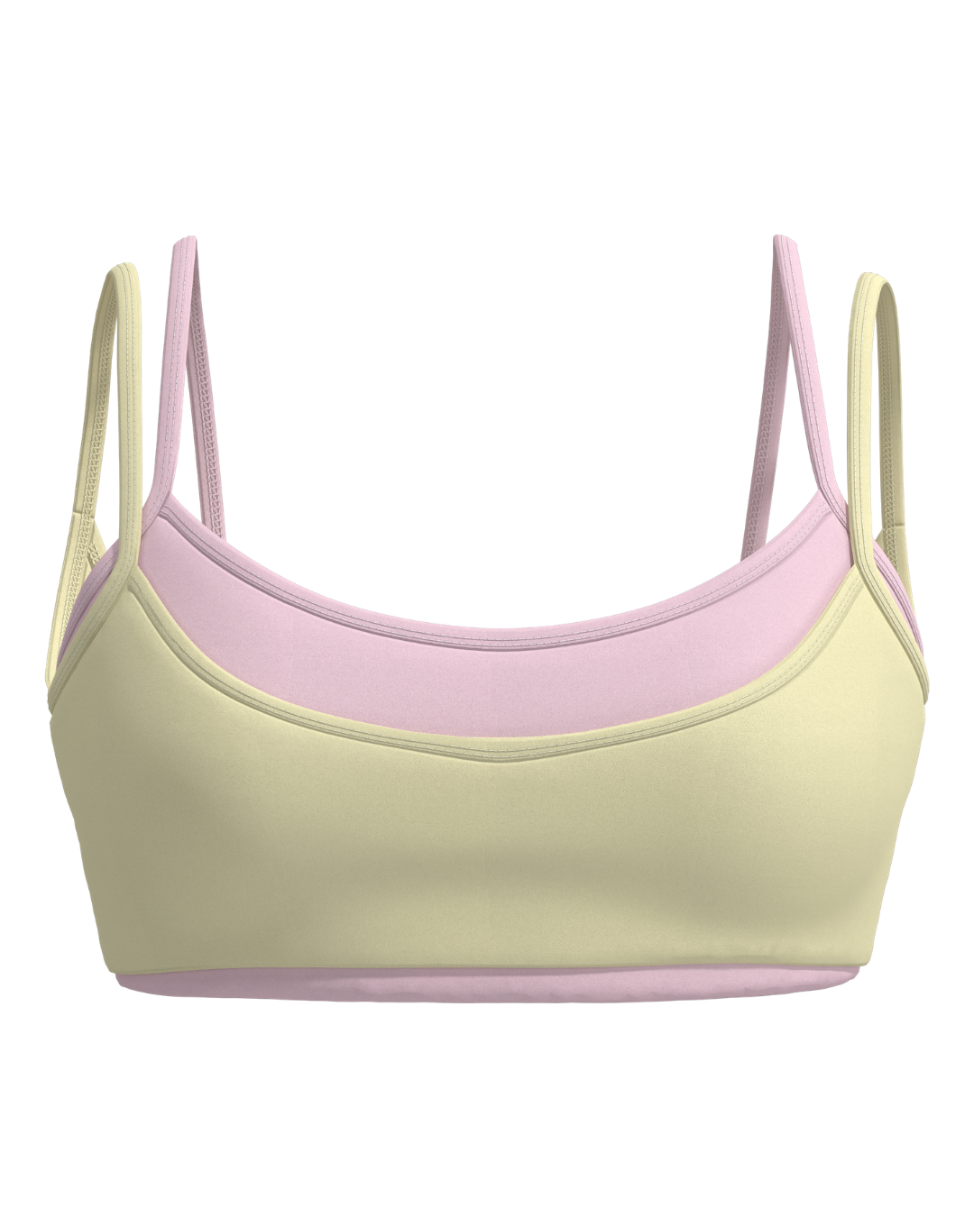 Double Layer Scoop Bra - Daylight & Soft Pink