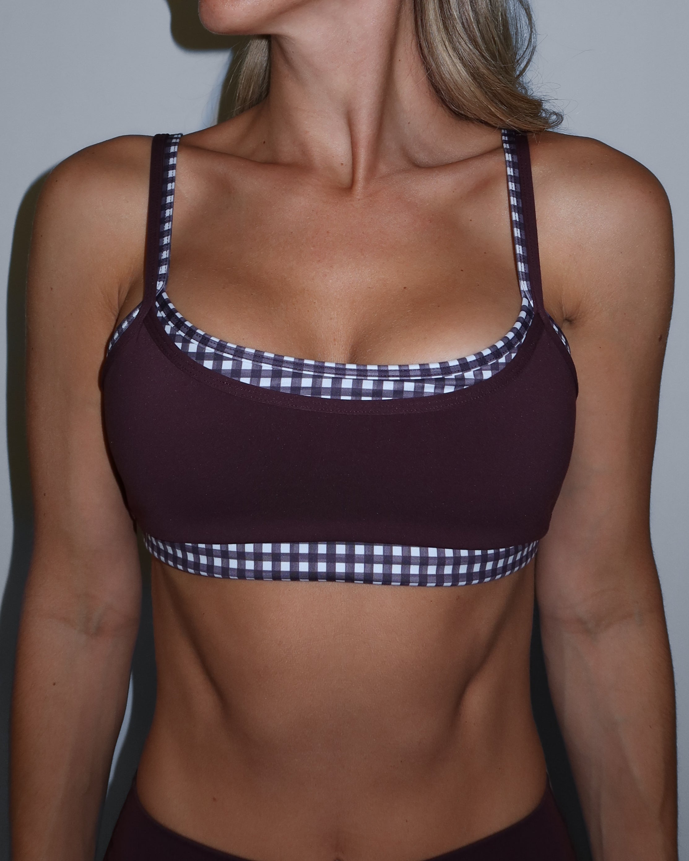 Double Layer Scoop Bra - Chocolate Cherry & Gingham