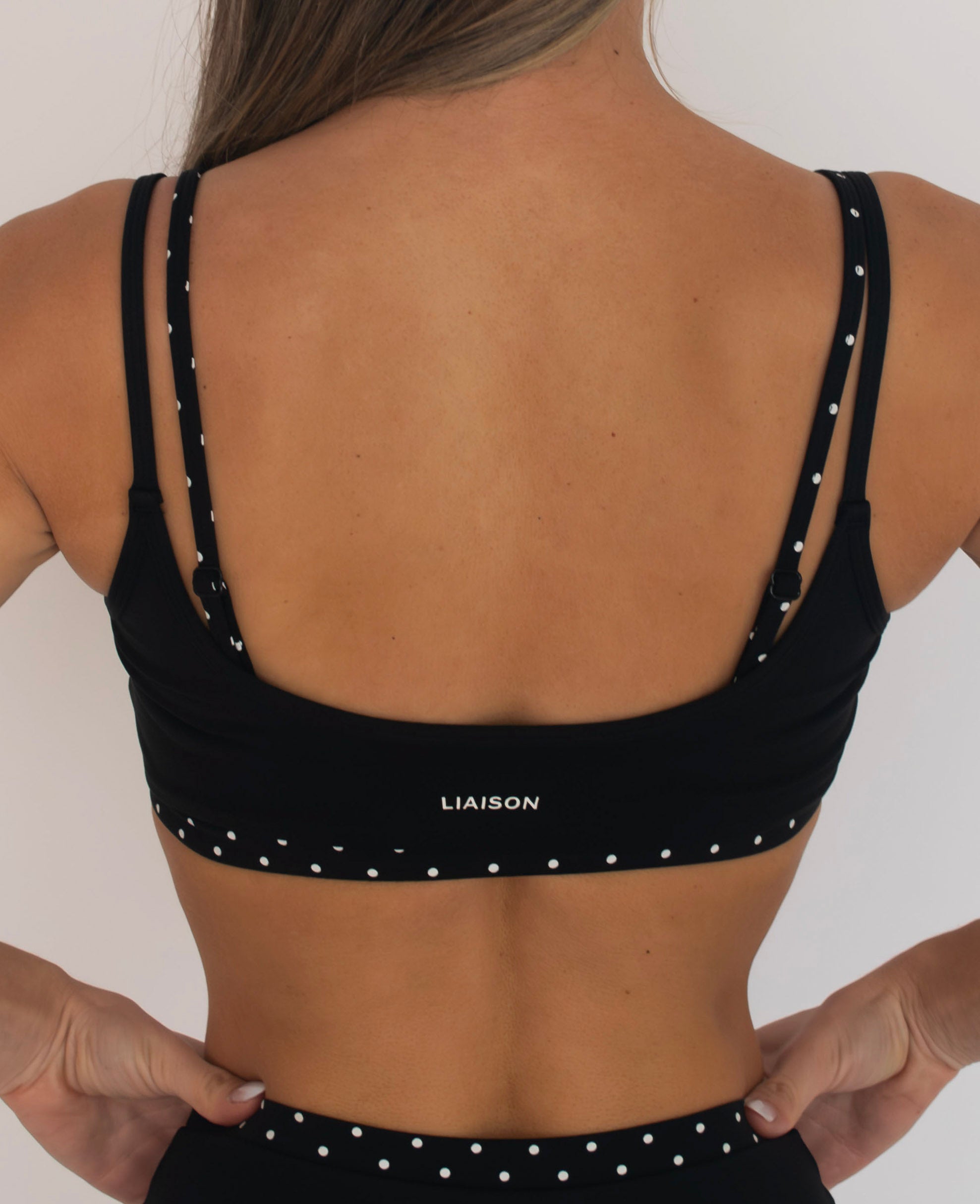 トップス KISHIDA MIKI chain bra ( DOT BLACK ) Double Layer Scoop Bra - Black & White Polka Dots
