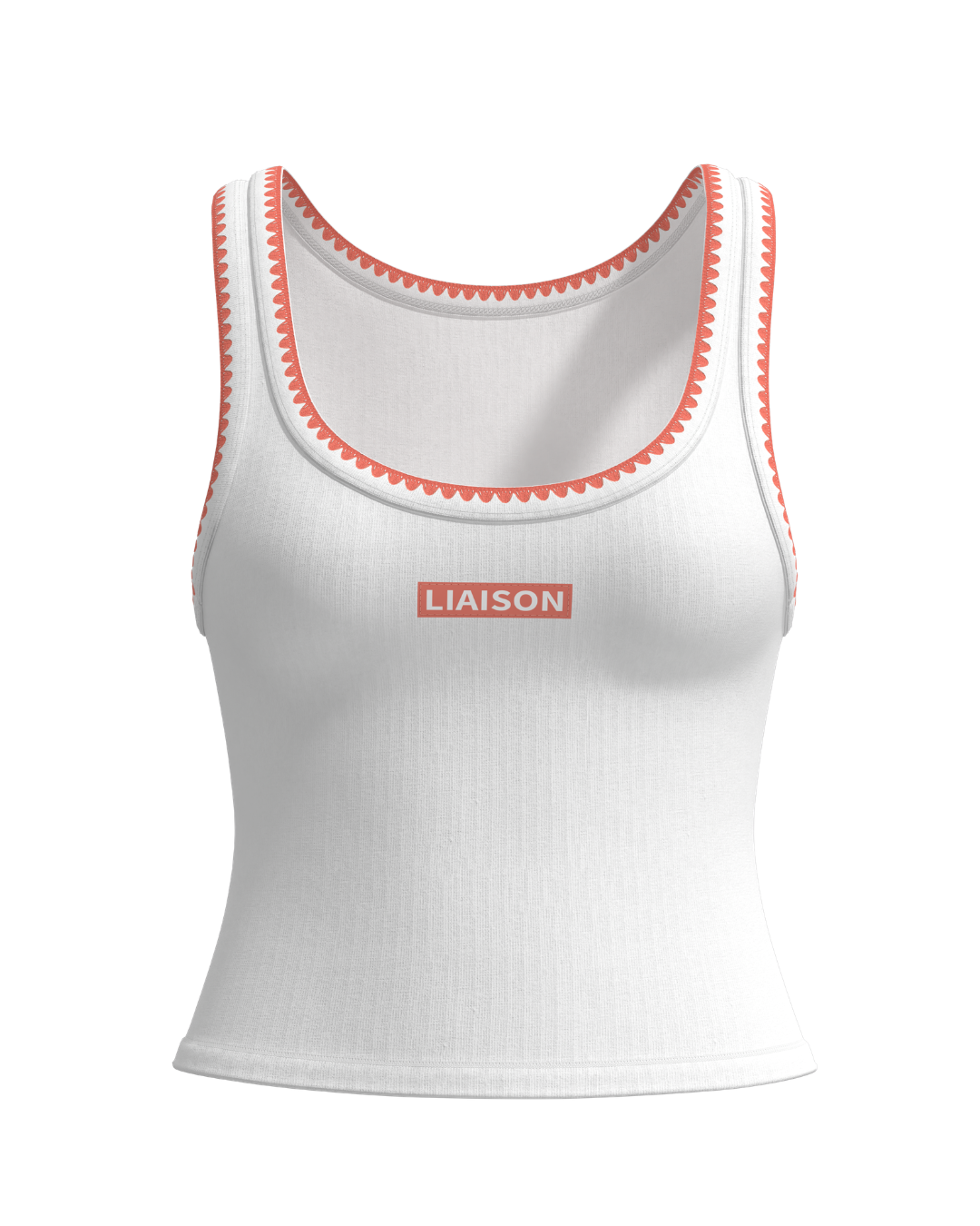 Signature Cotton Patch Tank - White & Guava