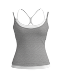 Double Layer Sporty Tank - Storm & White