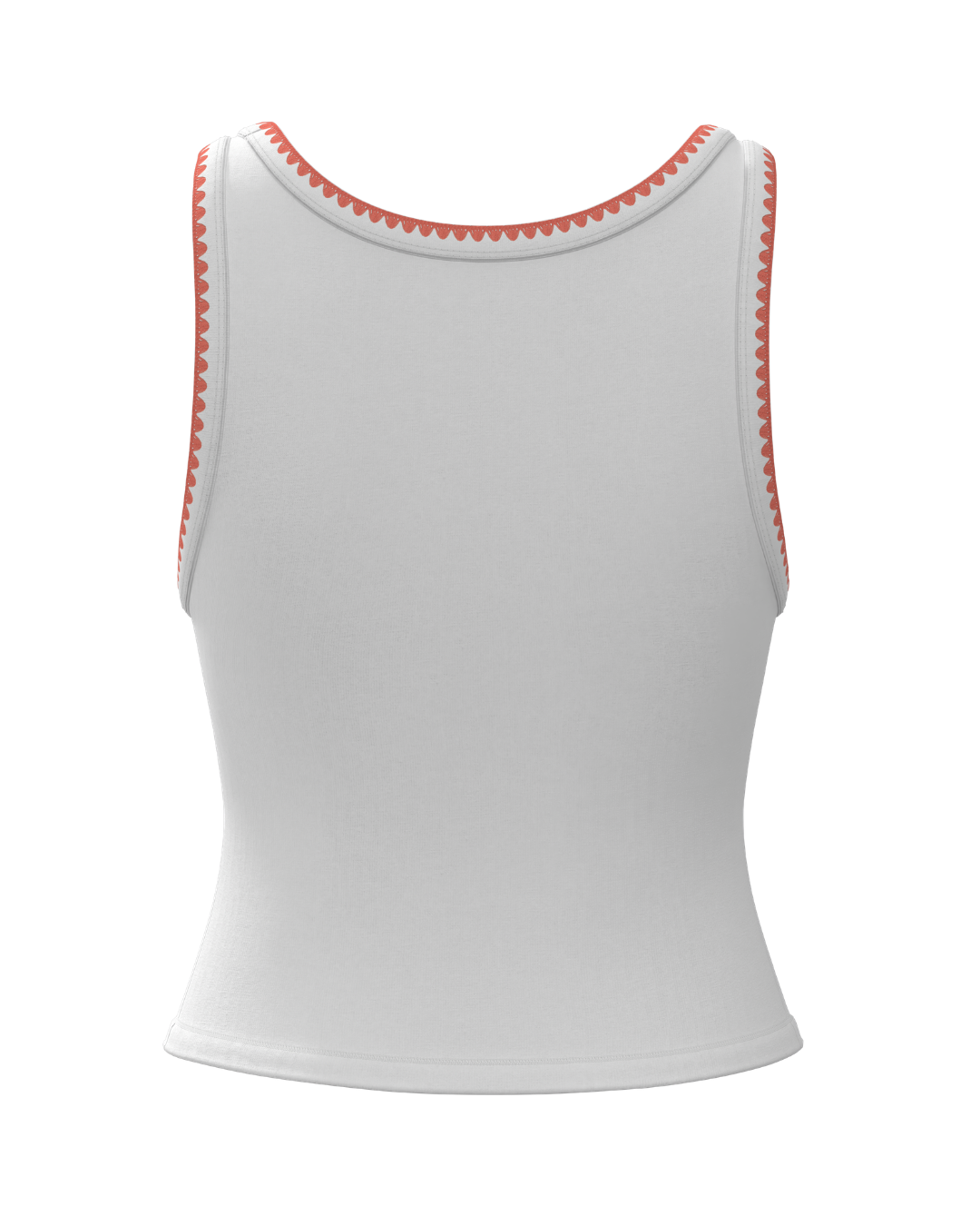 Signature Cotton Patch Tank - White & Guava