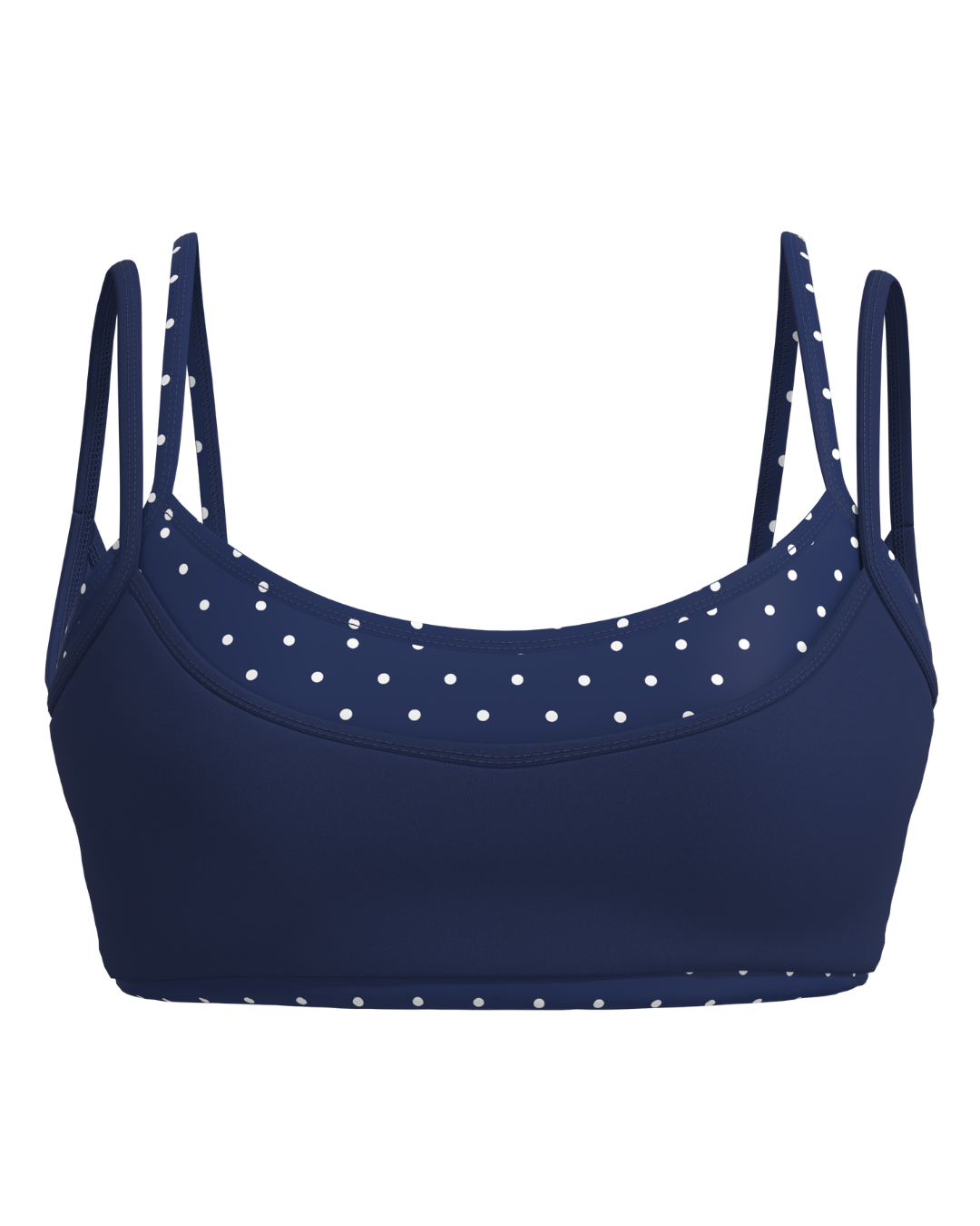 Double Layer Scoop Bra - Cypress & White Polka Dots