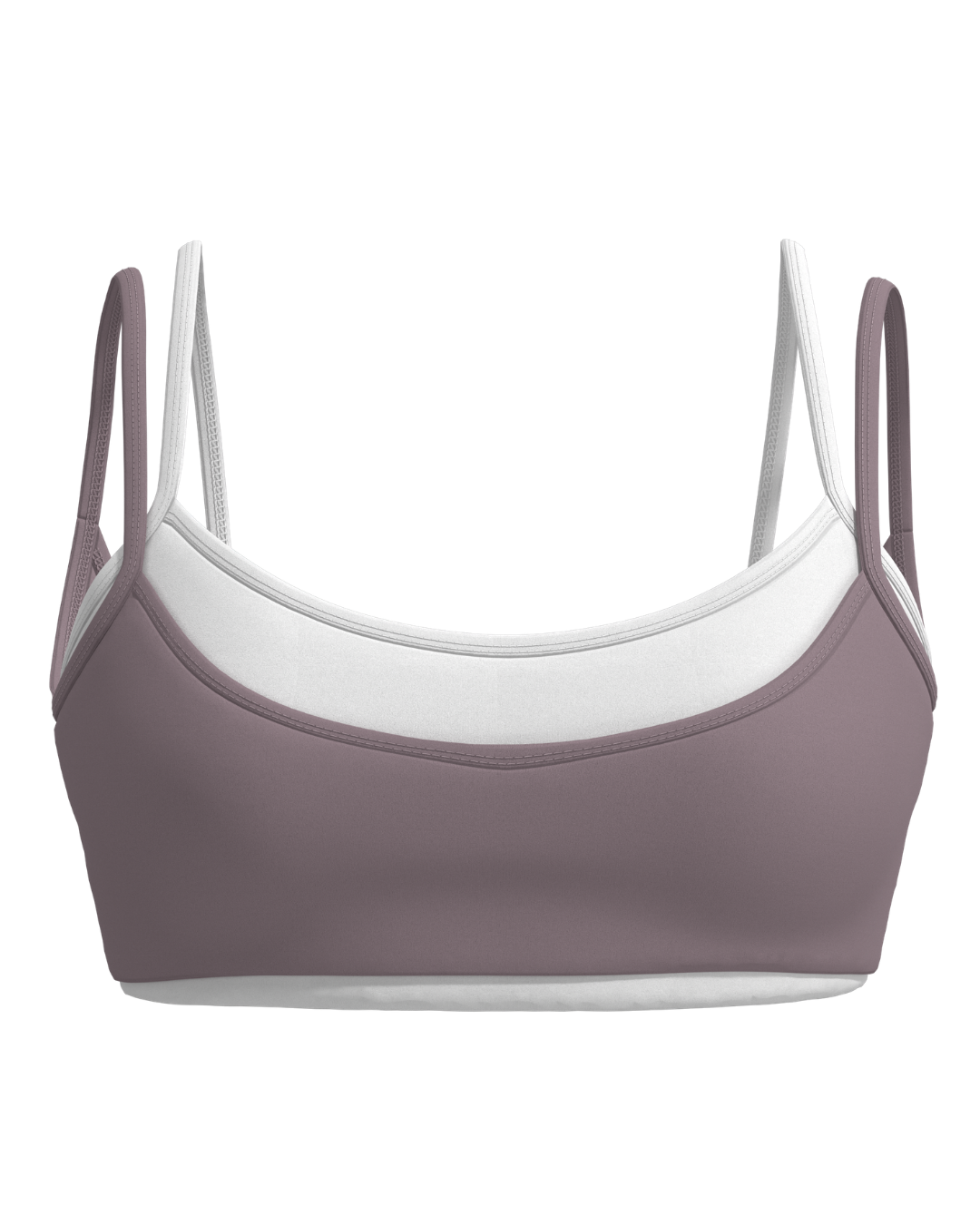Double Layer Scoop Bra - Mauve & White