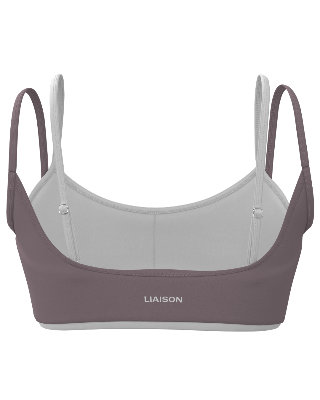 Double Layer Scoop Bra - Mauve & White