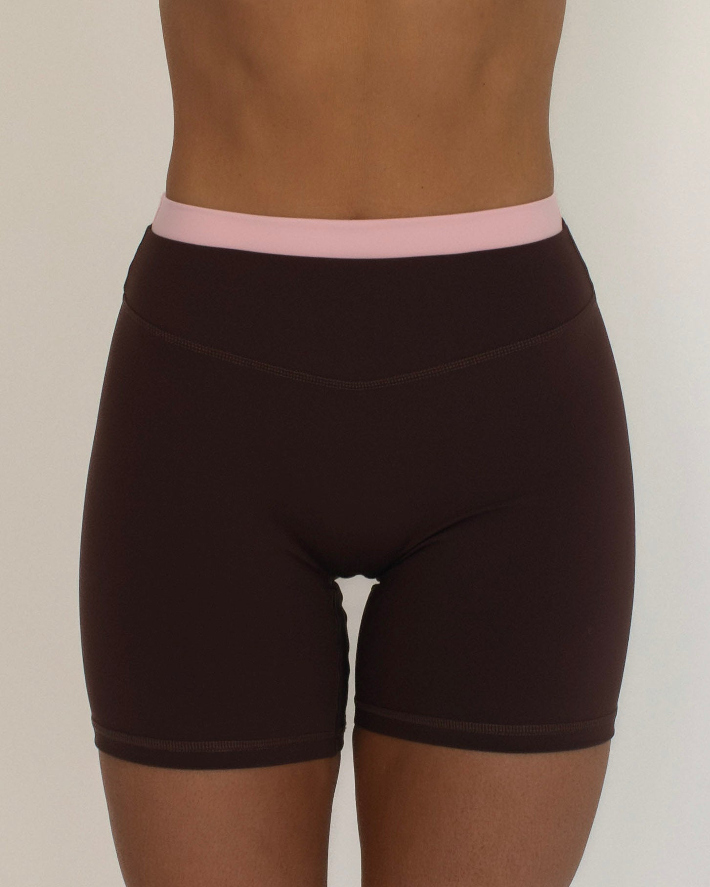 PRE-ORDER - Layered Sculpt Short - Mocha Brown & Soft Pink