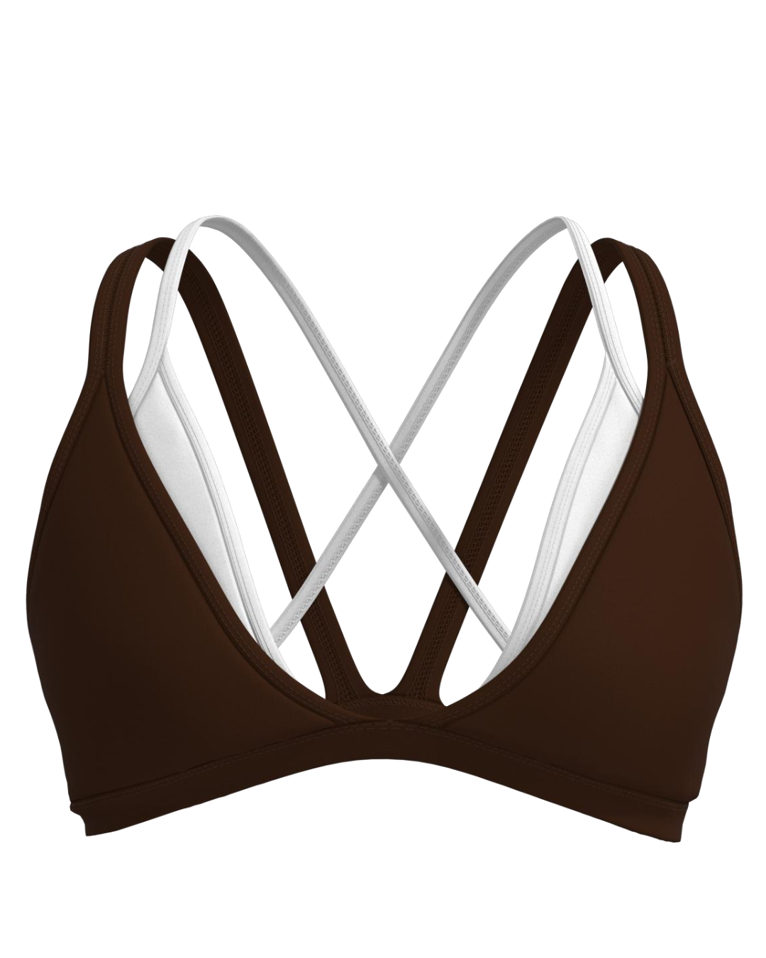 Double Layer Pulse Bra - Mocha Brown & White