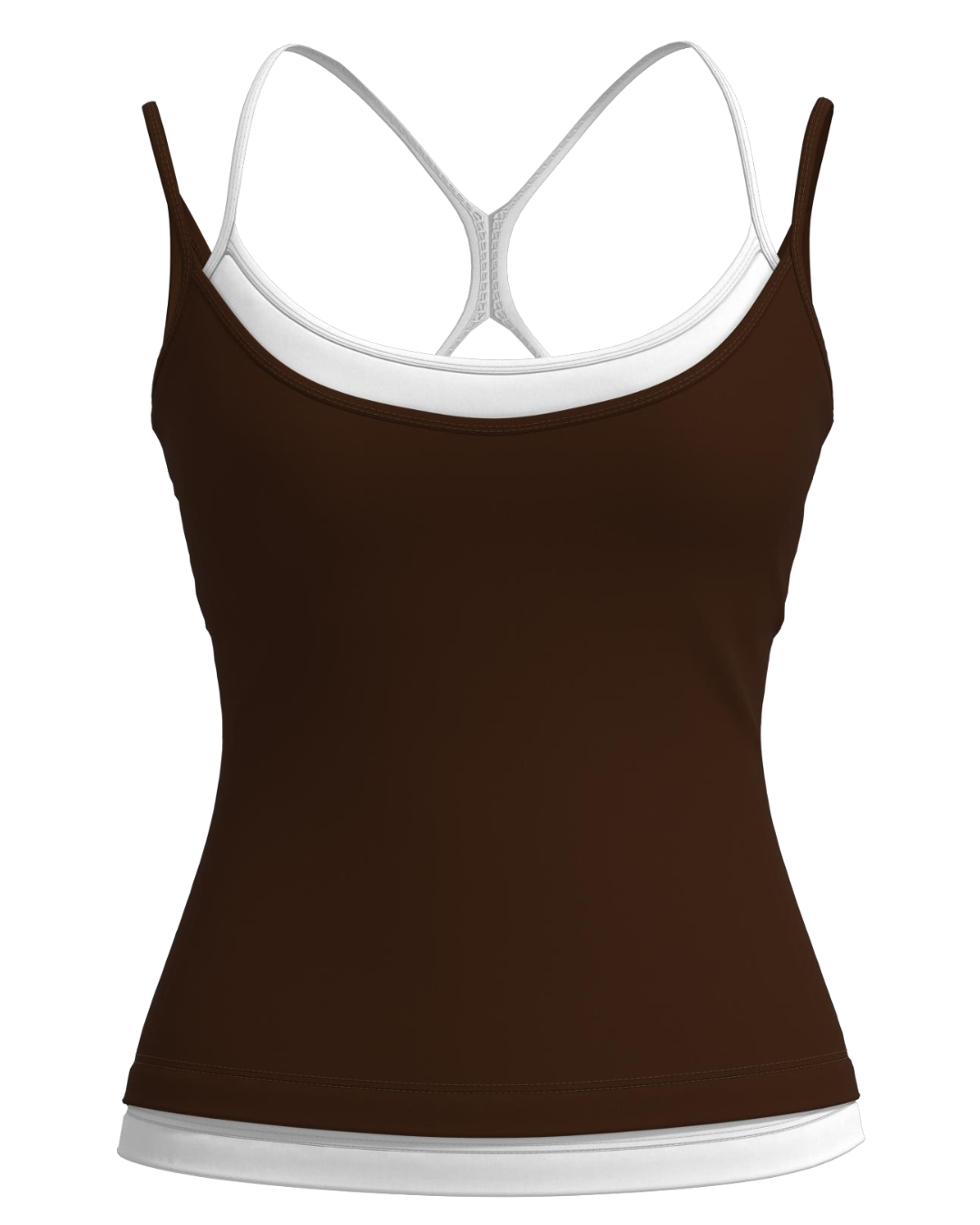 Double Layer Sporty Tank - Mocha Brown & White