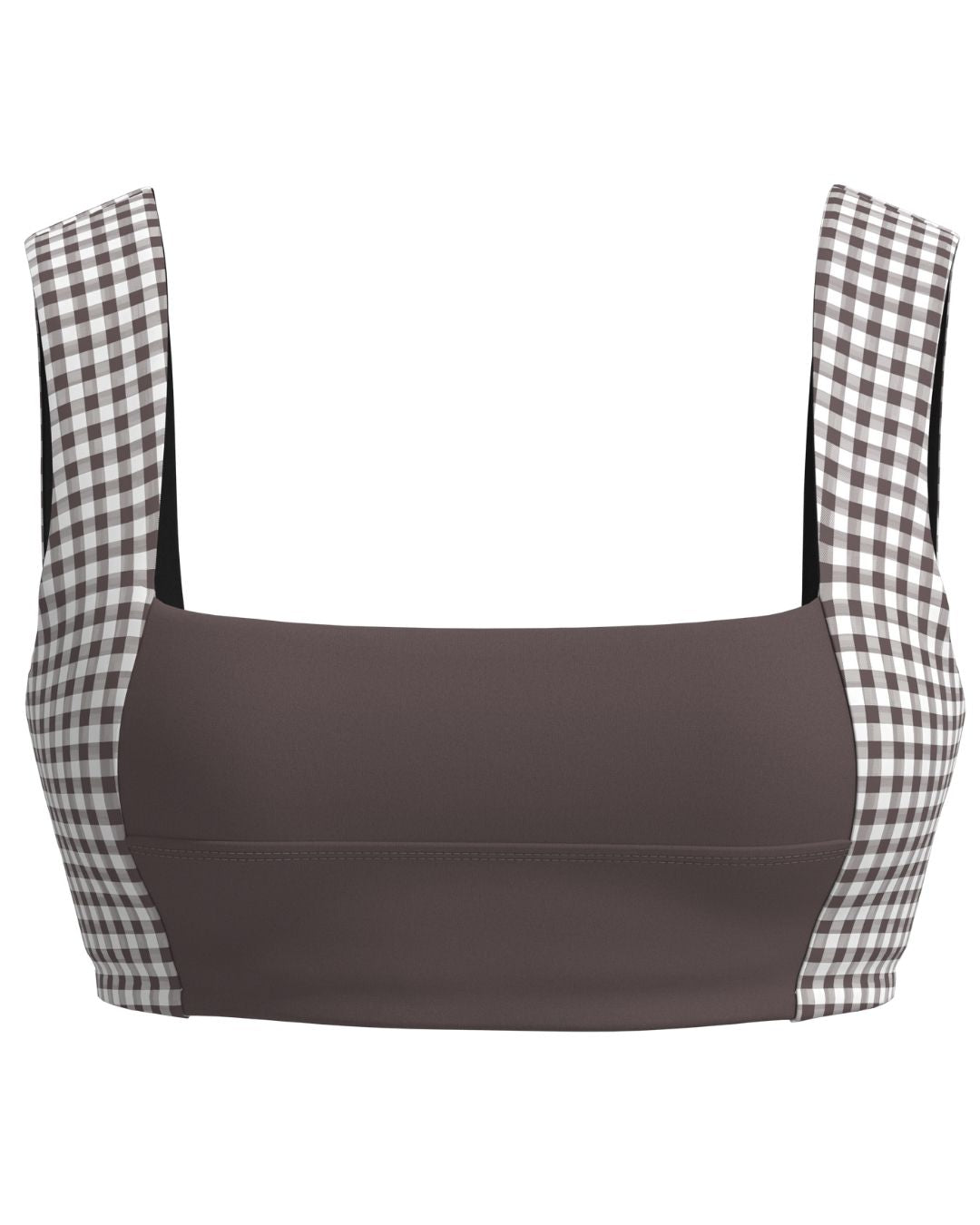 Luxe Square Neck Bra - Ash Brown & Gingham