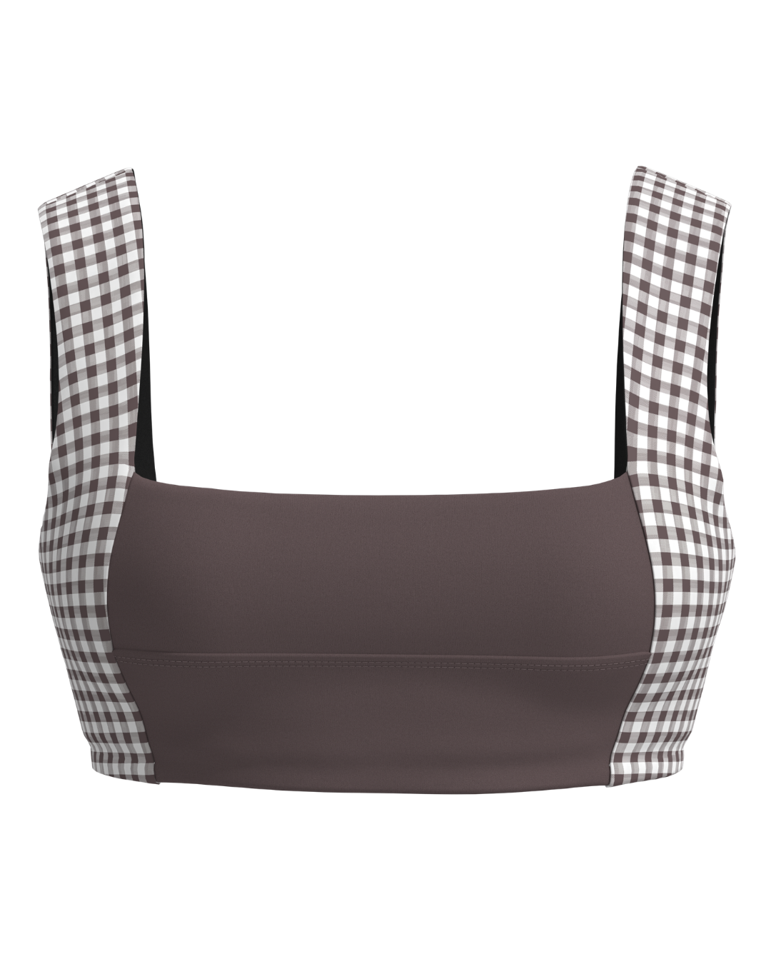 Luxe Square Neck Bra - Ash Brown & Gingham