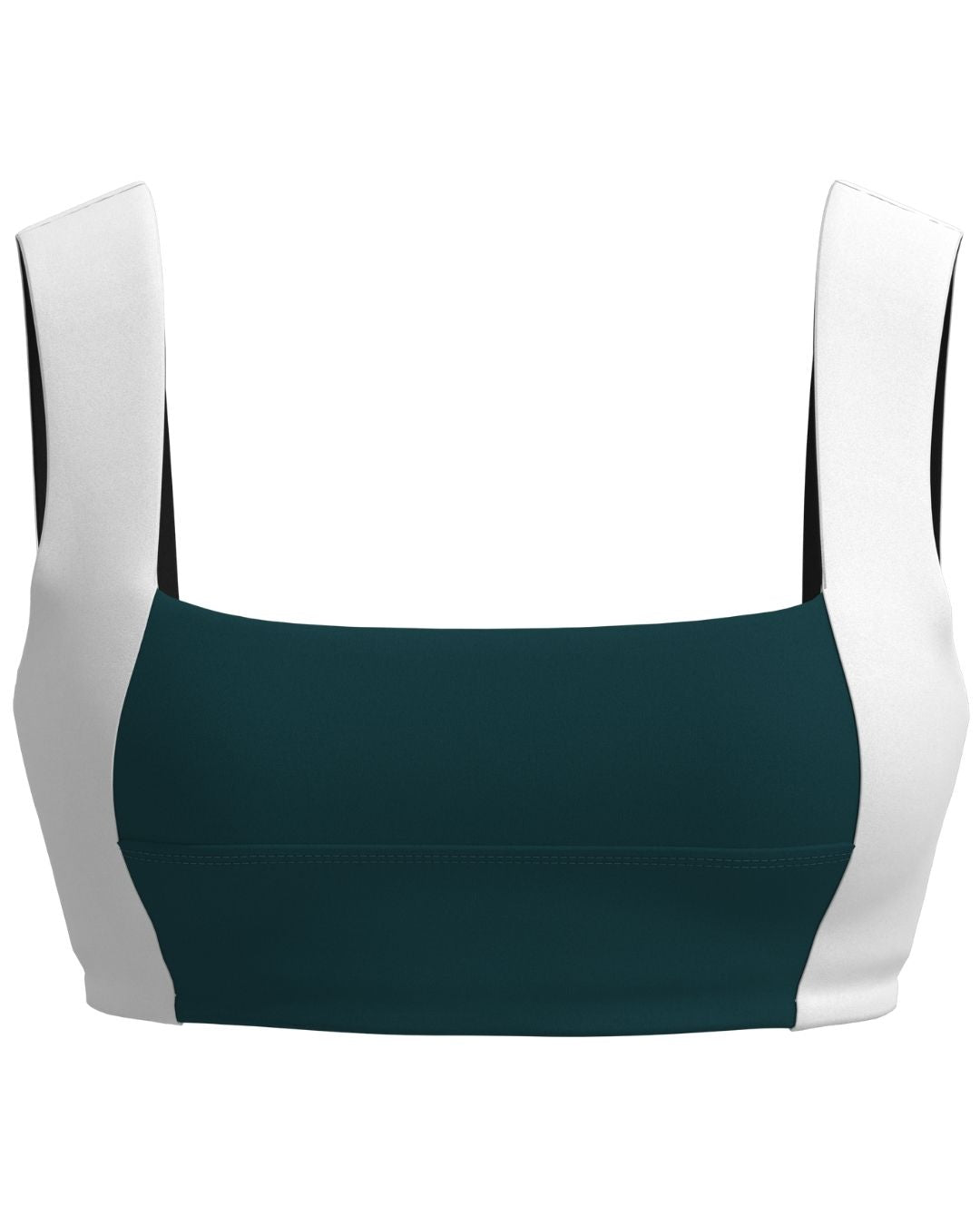Luxe Square Neck Bra - Deep Teal & White