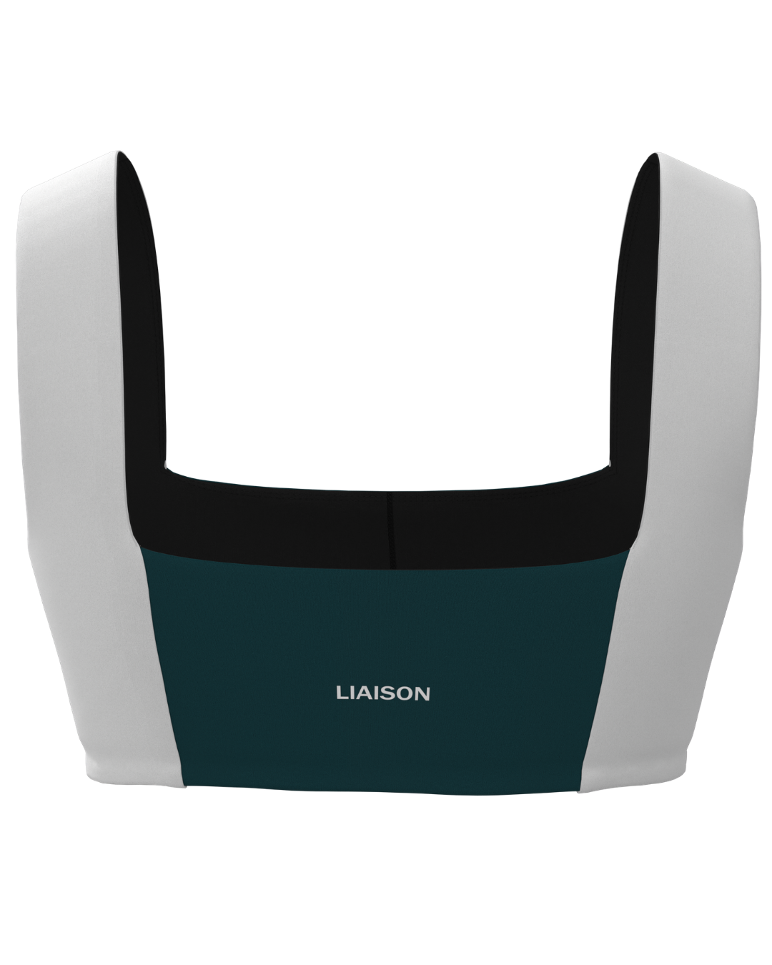 Luxe Square Neck Bra - Deep Teal & White