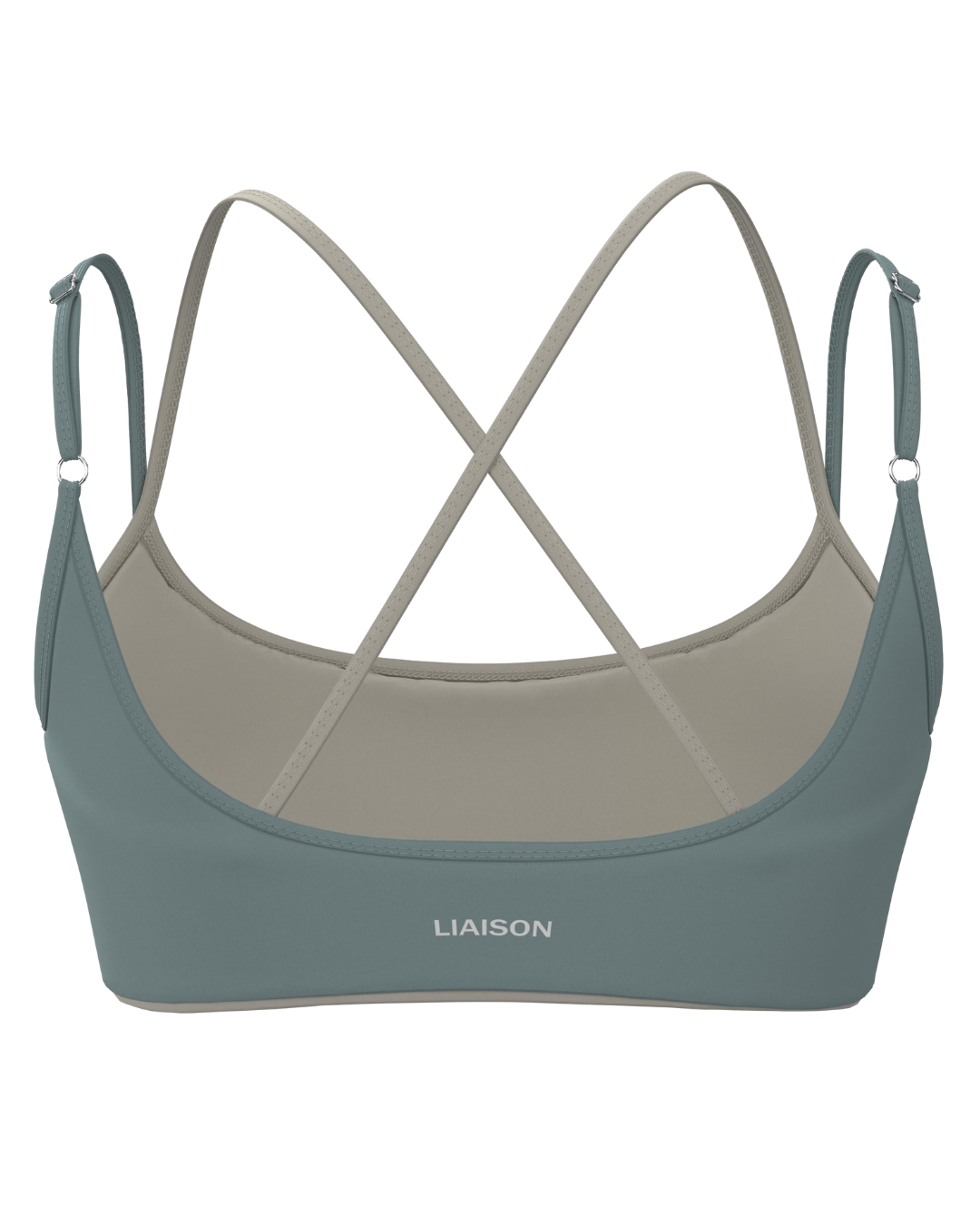 Layered Cross Back Bra - Icey Blue & Sand