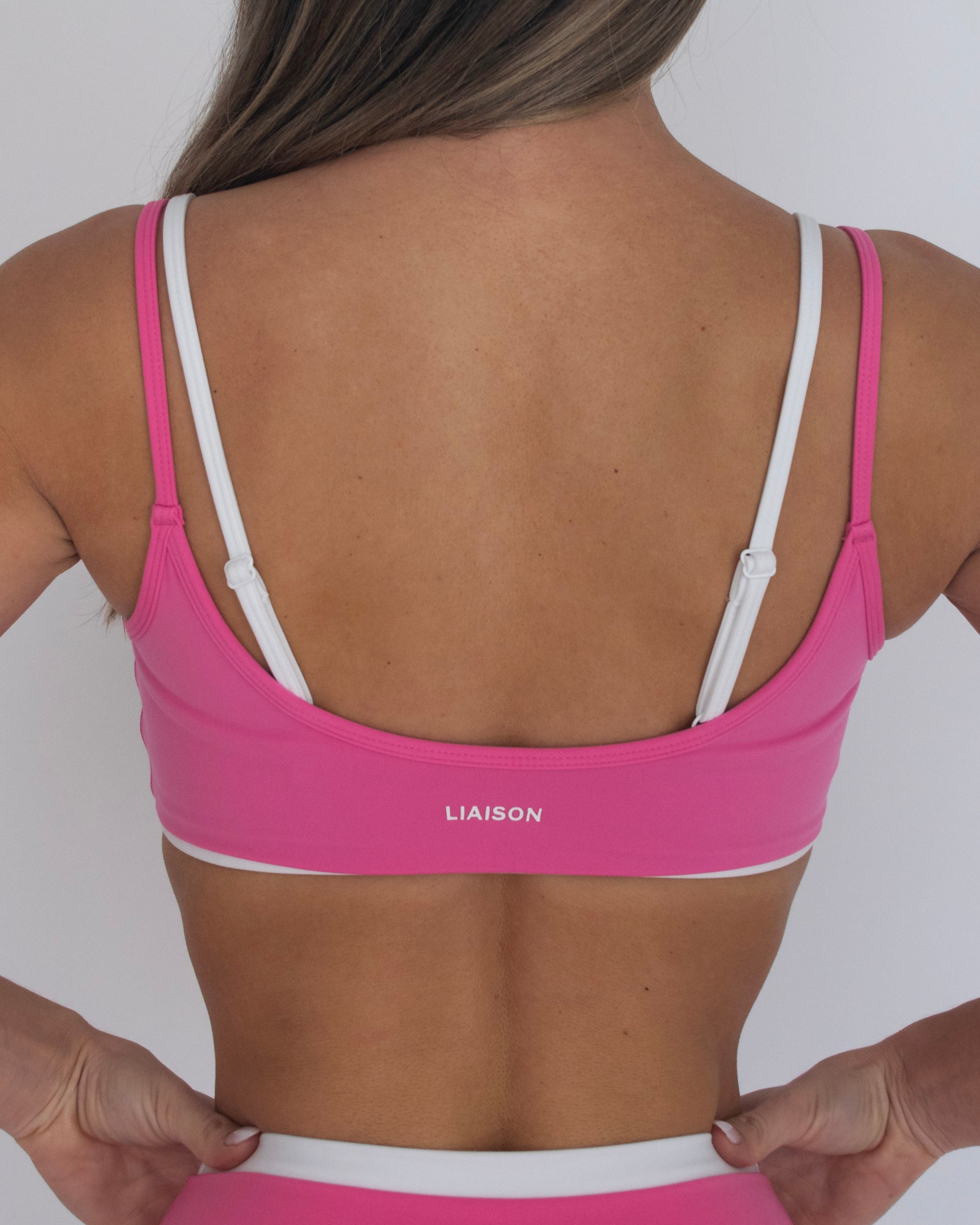 Double Layer Scoop Bra - Passion Pink & White