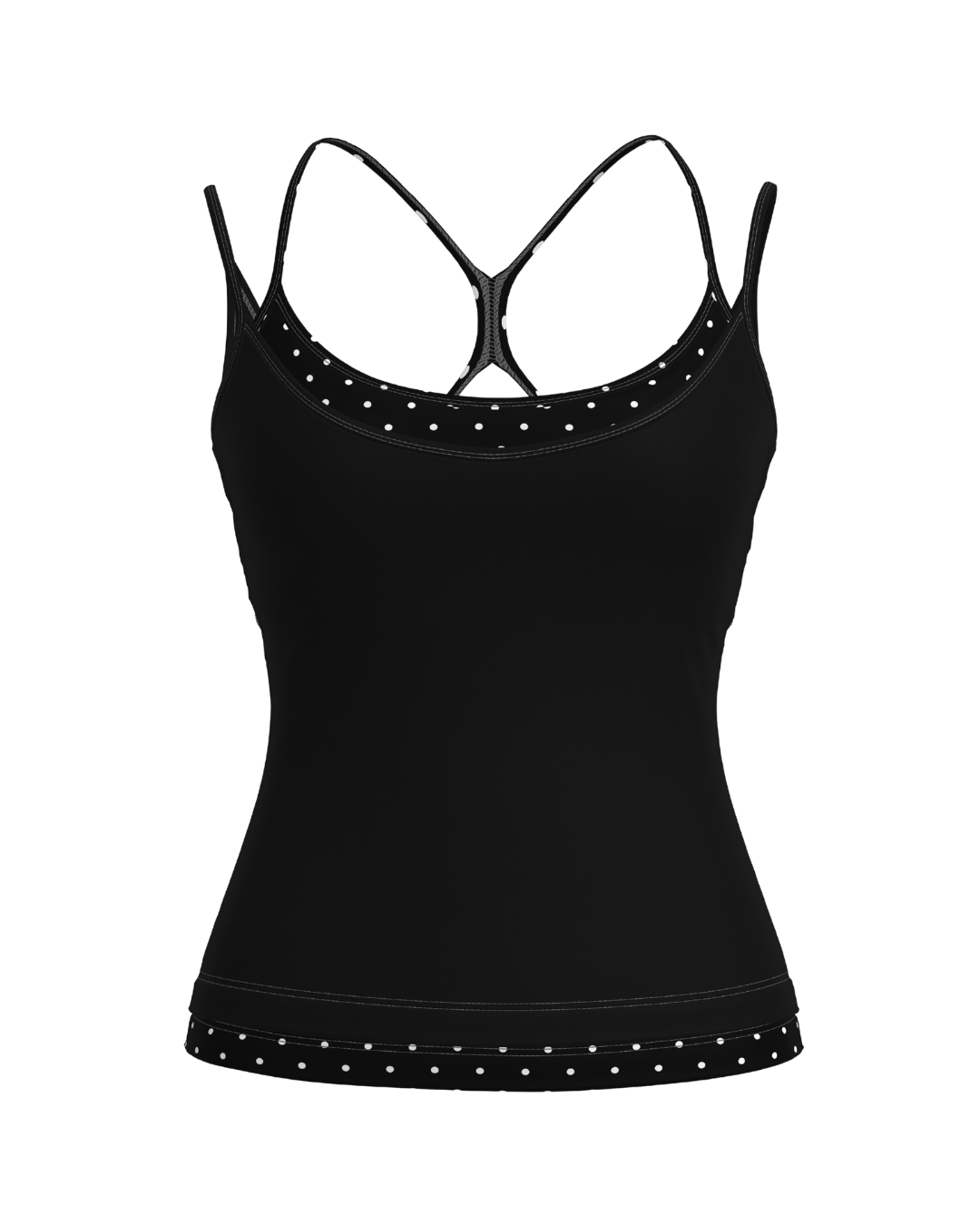 PRE-ORDER - Double Layer Sporty Tank - Black & White Polka Dots