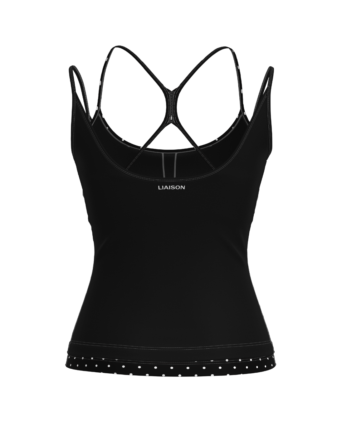 PRE-ORDER - Double Layer Sporty Tank - Black & White Polka Dots