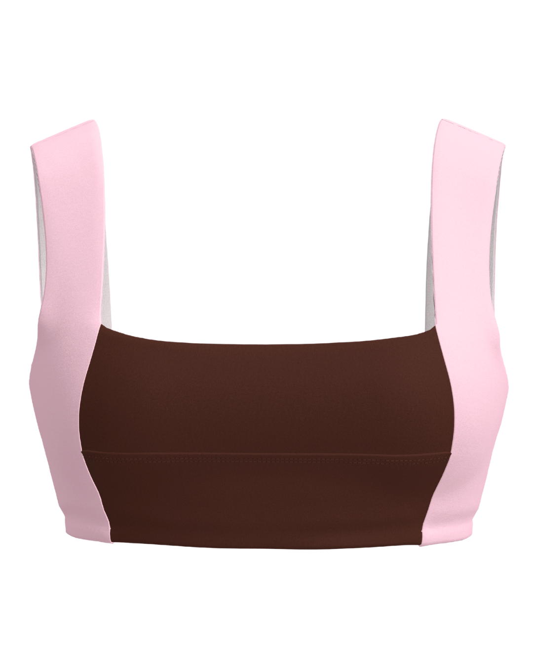 PRE-ORDER - Luxe Square Neck Bra - Mocha Brown & Soft Pink