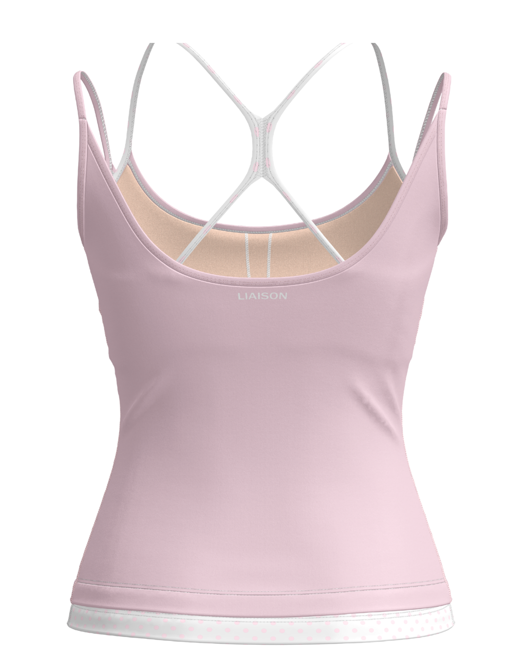 PRE-ORDER - Double Layer Sporty Tank - Soft Pink & White Polka Dots