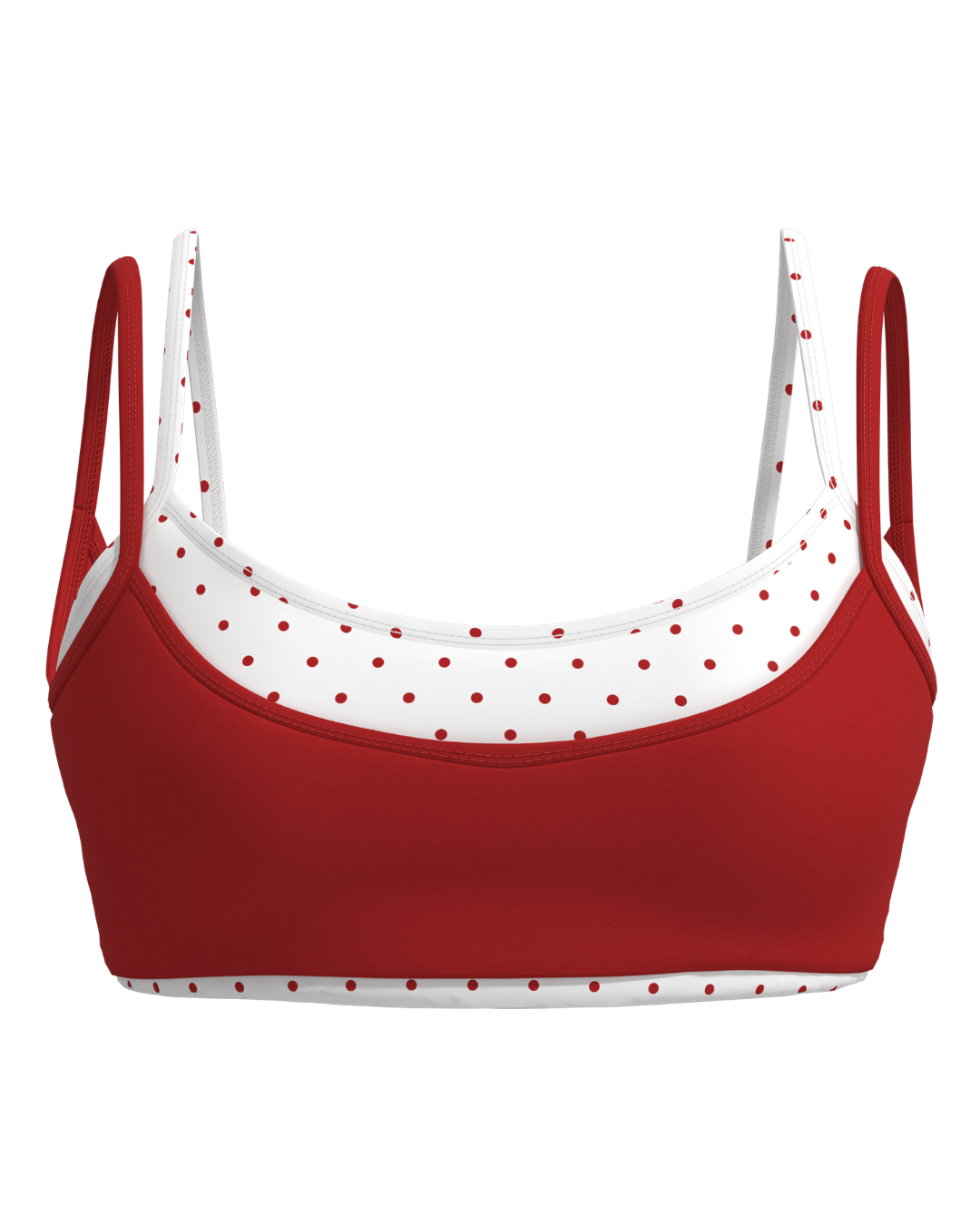 Double Layer Scoop Bra - Kiss & White Polka Dots