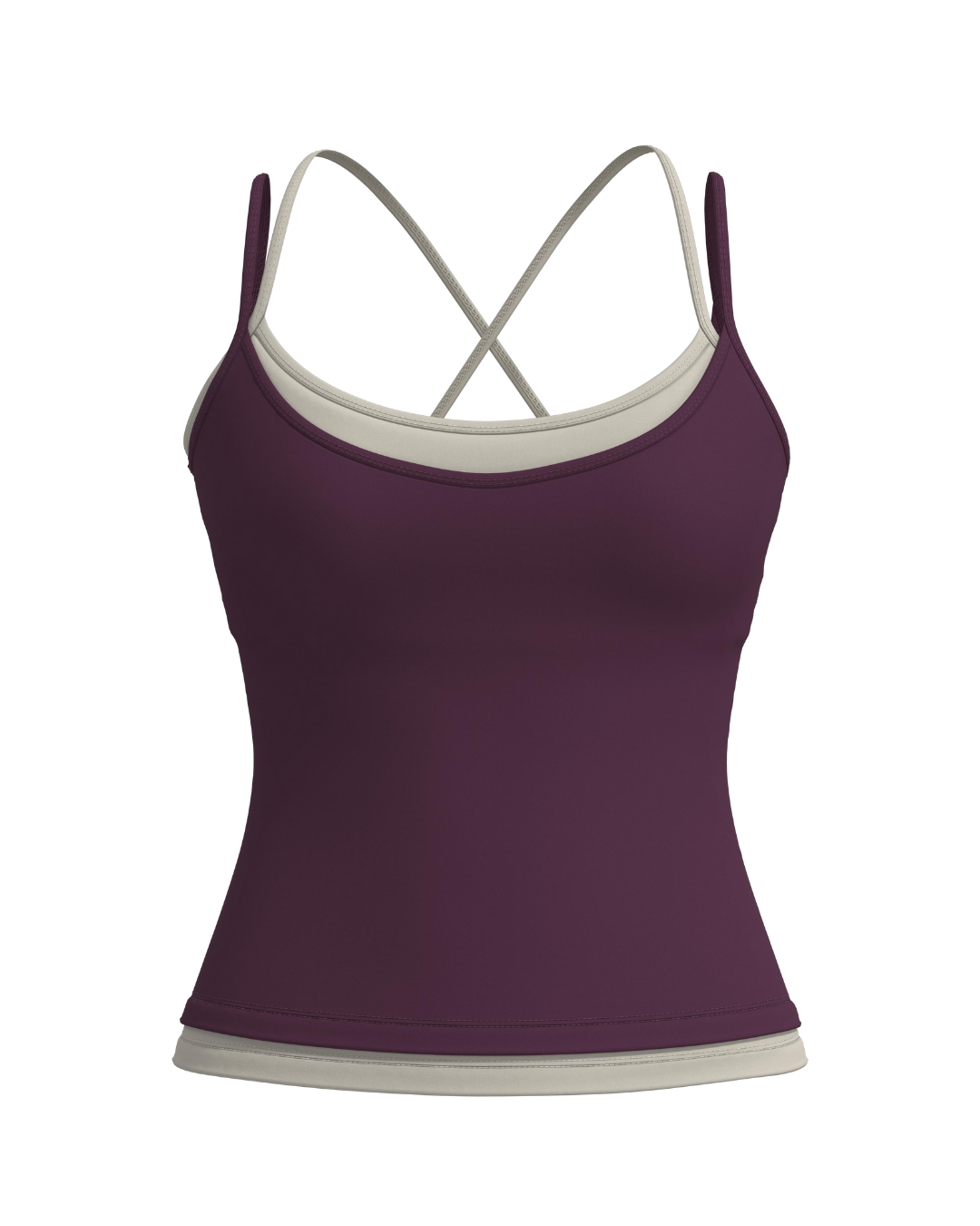 Layered Cross Back Tank - Merlot & Sand
