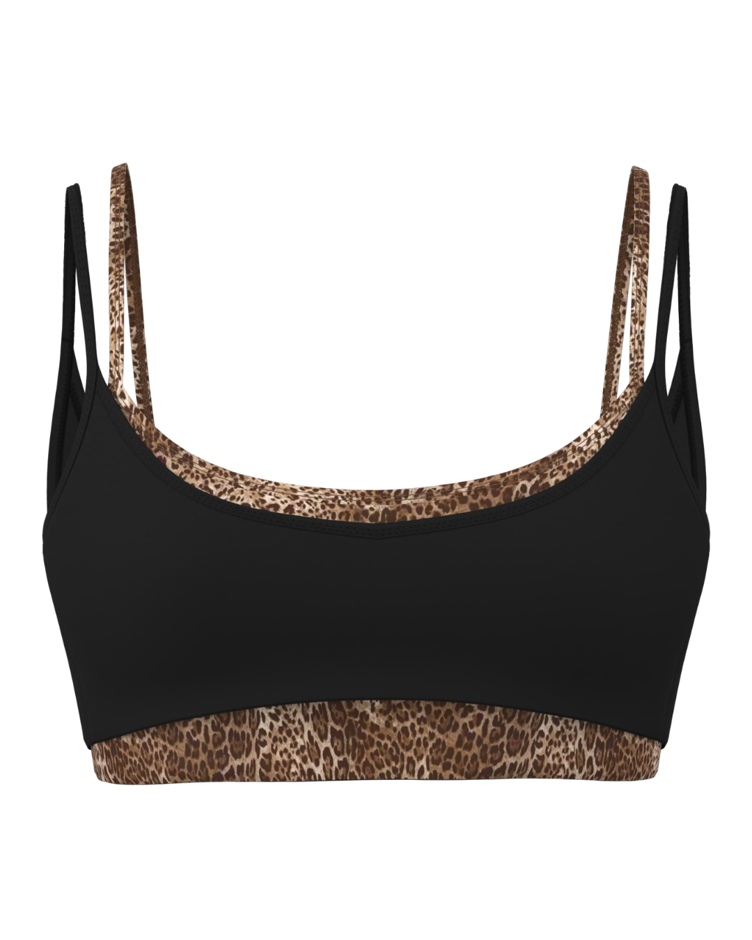 Double Layer Scoop Bra - Black & Wild Side