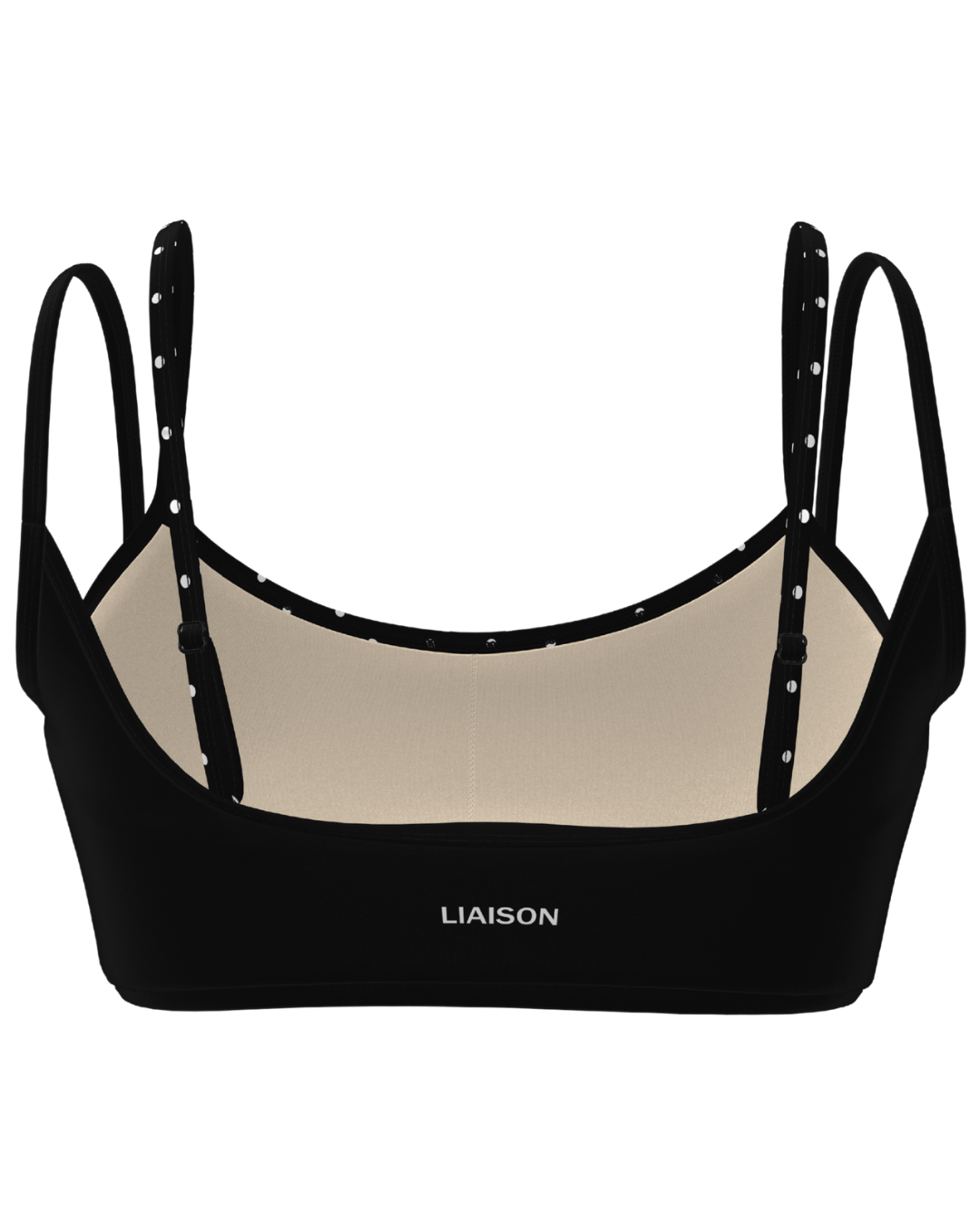 Double Layer Scoop Bra - Black & White Polka Dots