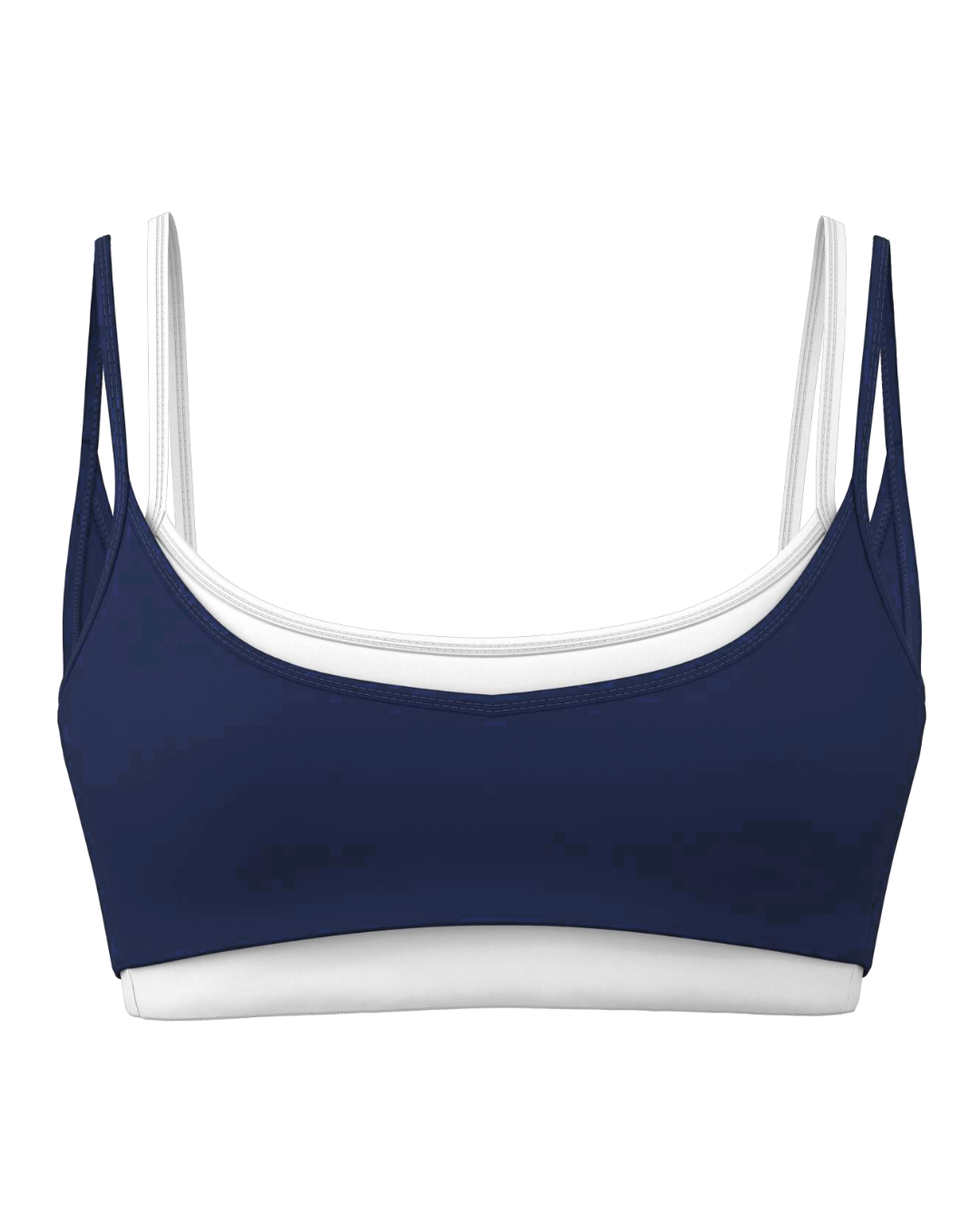 Double Layer Scoop Bra - Navy & White