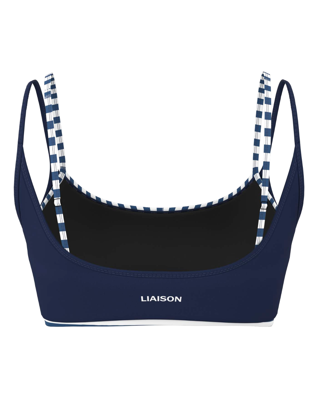 Double Layer Scoop Bra - Navy & Stripes