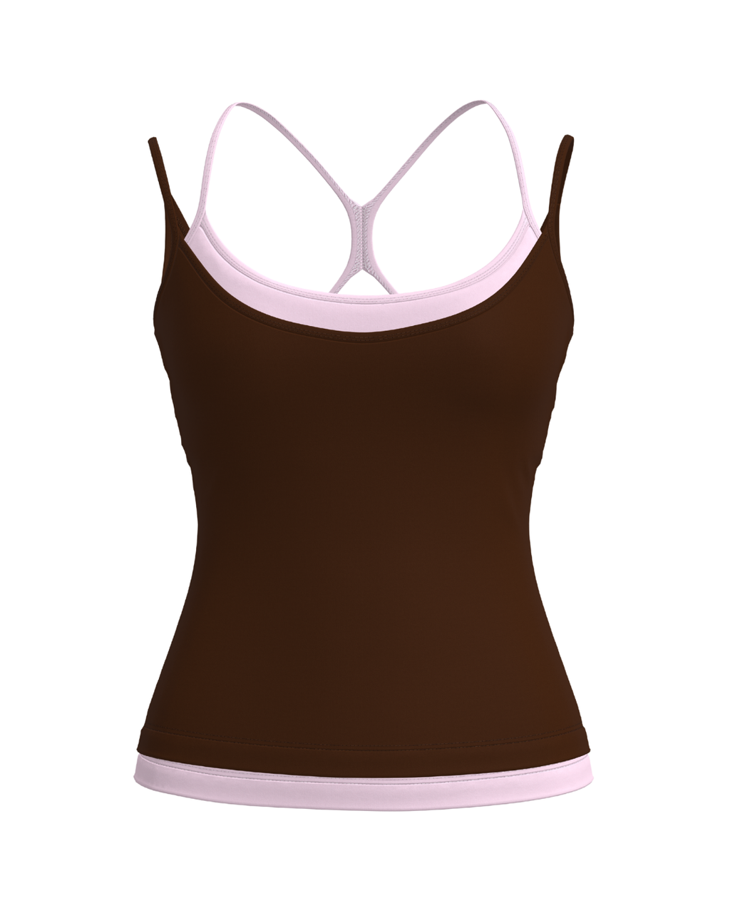 jens 未使用 イェンス LAYER TANKTOP タンクトップ ブラウン Double Layer Sporty Tank - Mocha Brown & Soft Pink