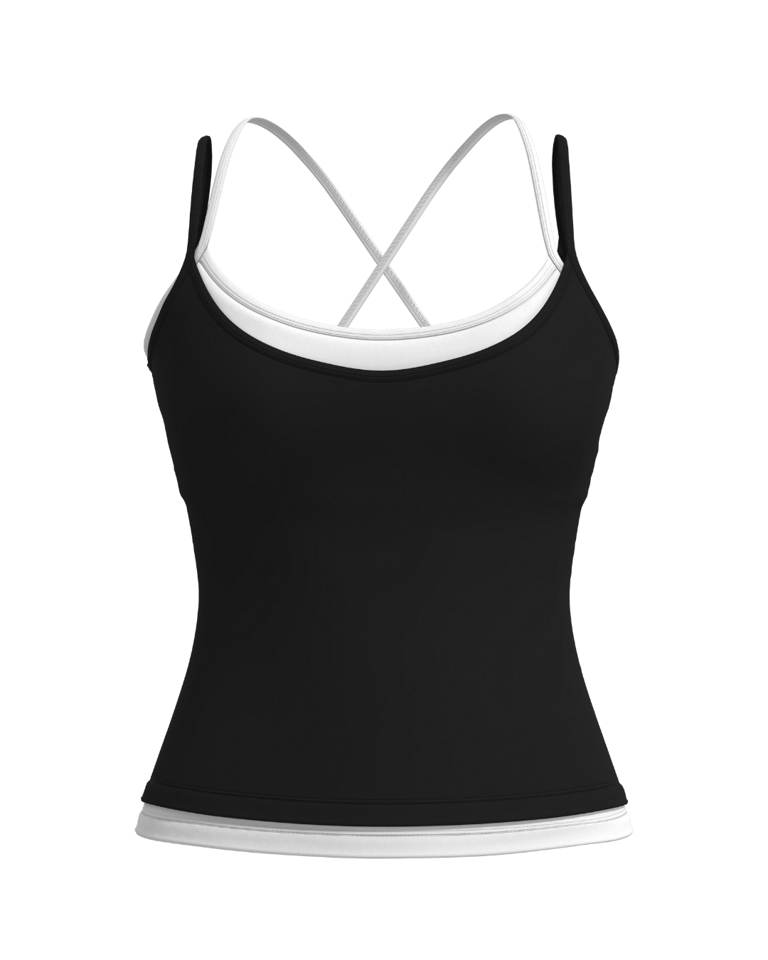 Layered Cross Back Tank - Black & White