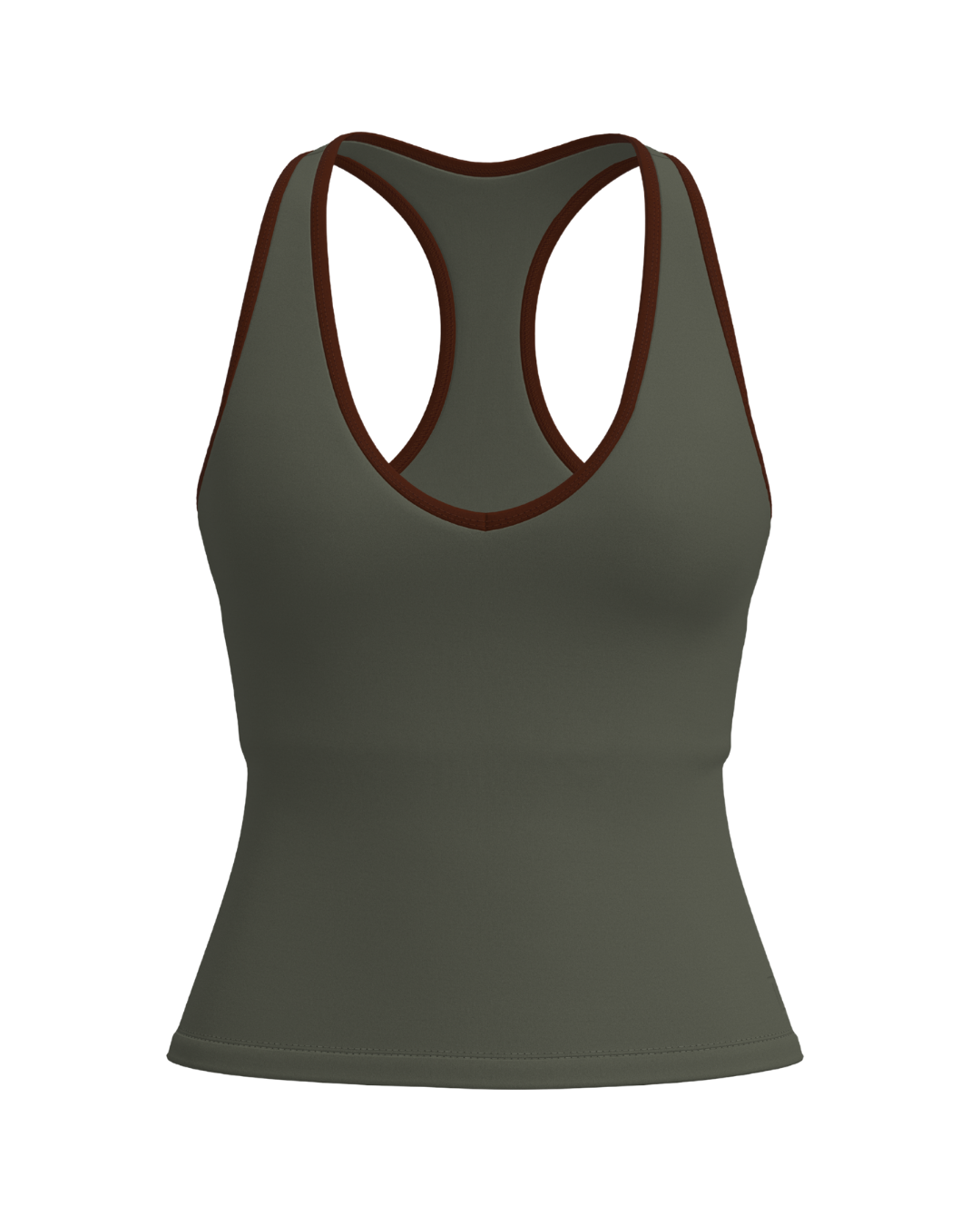 Sporty Racer Tank - Palm & Mocha Brown