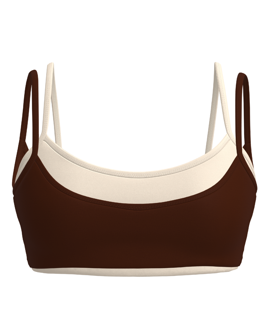 Double Layer Scoop Bra - Mocha Brown & Sand