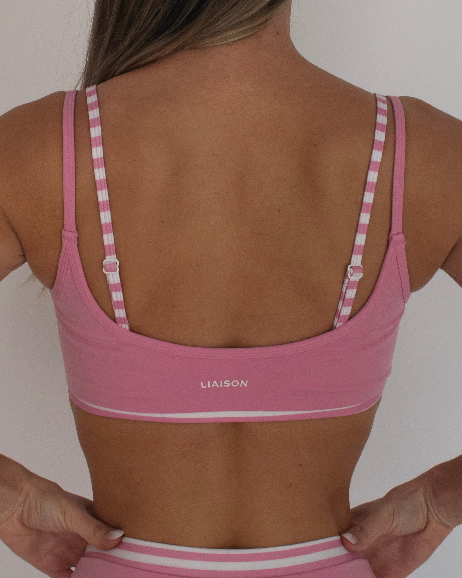 Double Layer Scoop Bra - Petal Pink & Stripes