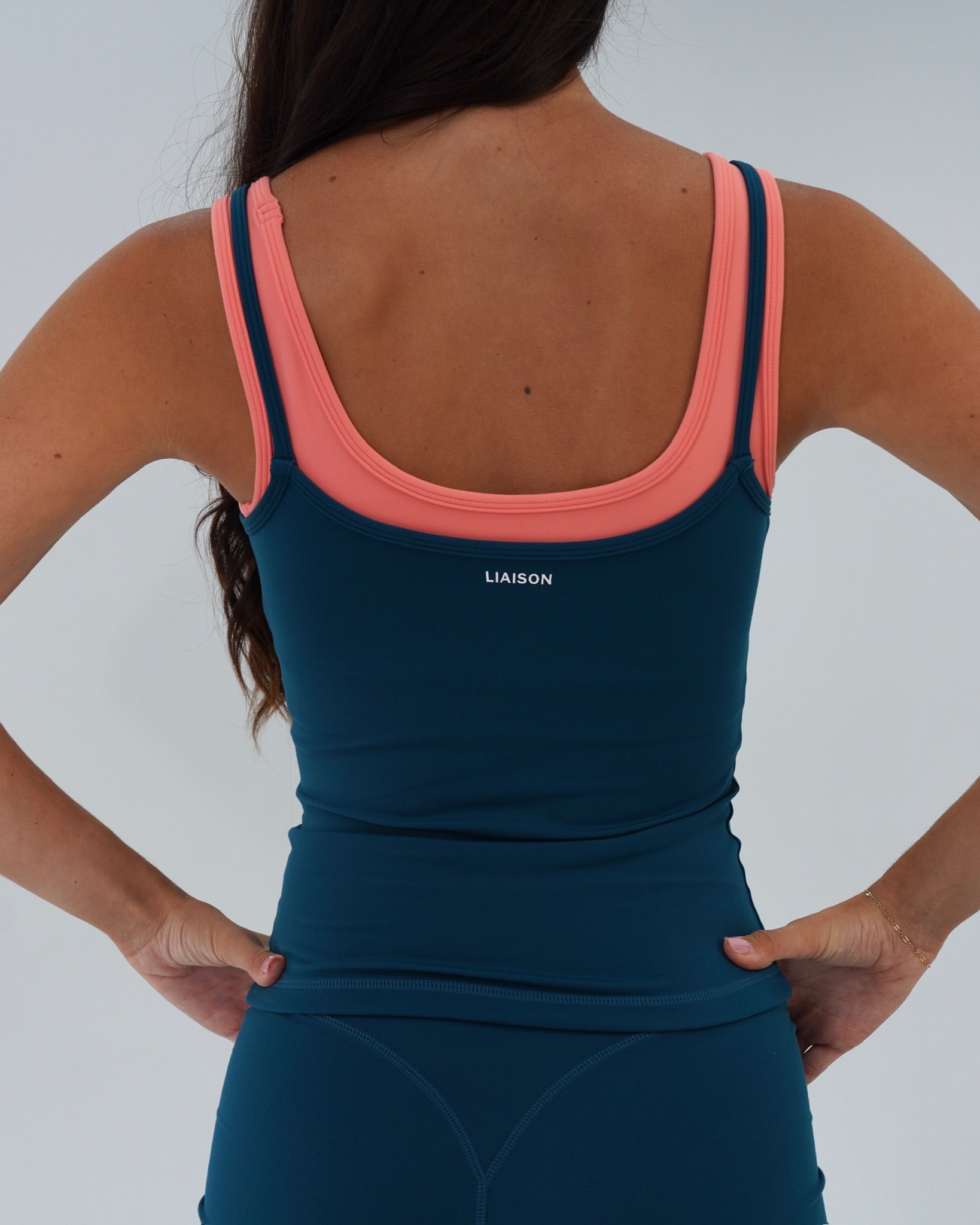Double Layer Core Tank - Deep Teal & Guava