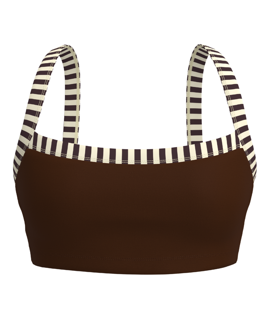 Basic Contrast Bra - Mocha Brown & Banana Stripes