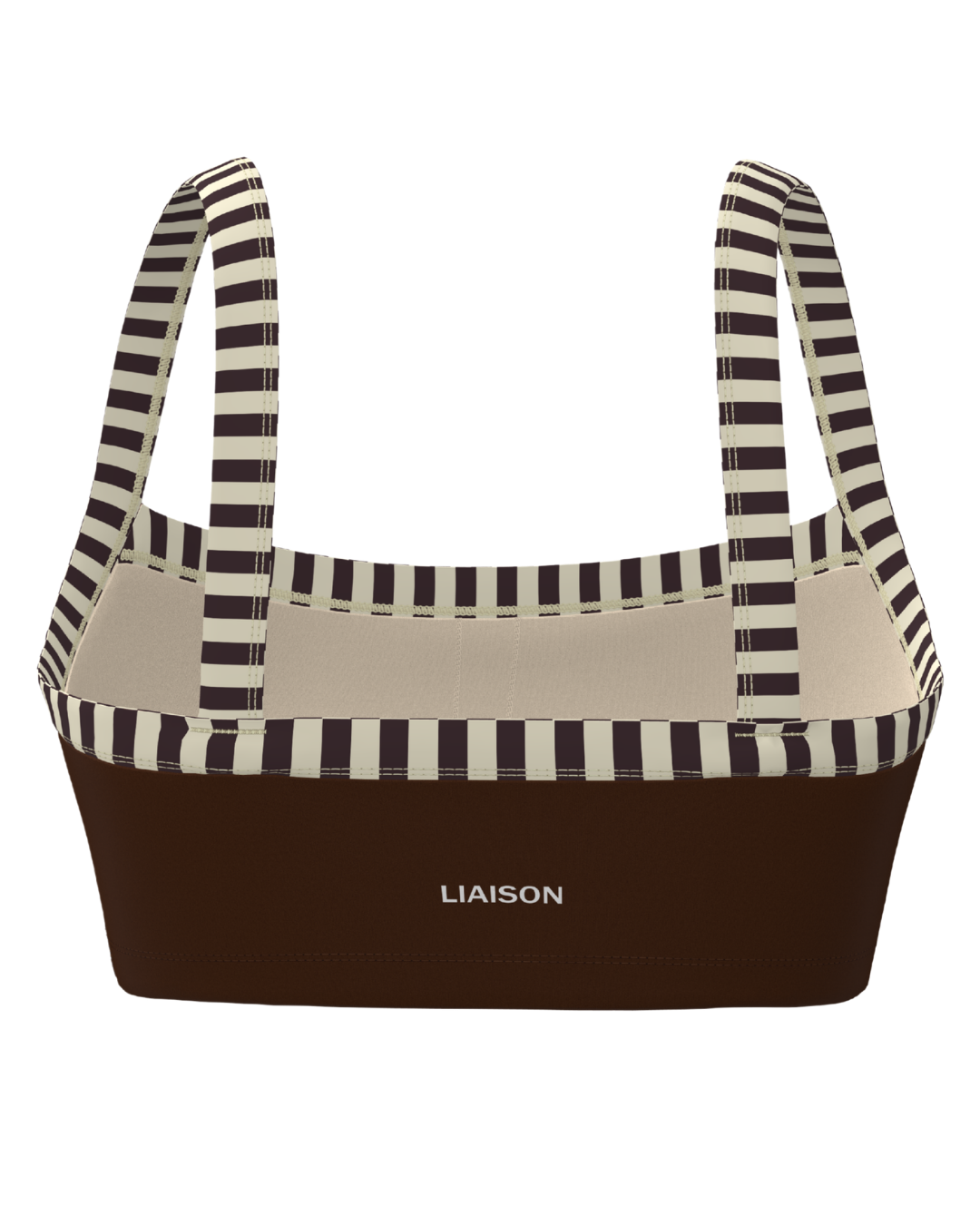 Basic Contrast Bra - Mocha Brown & Banana Stripes