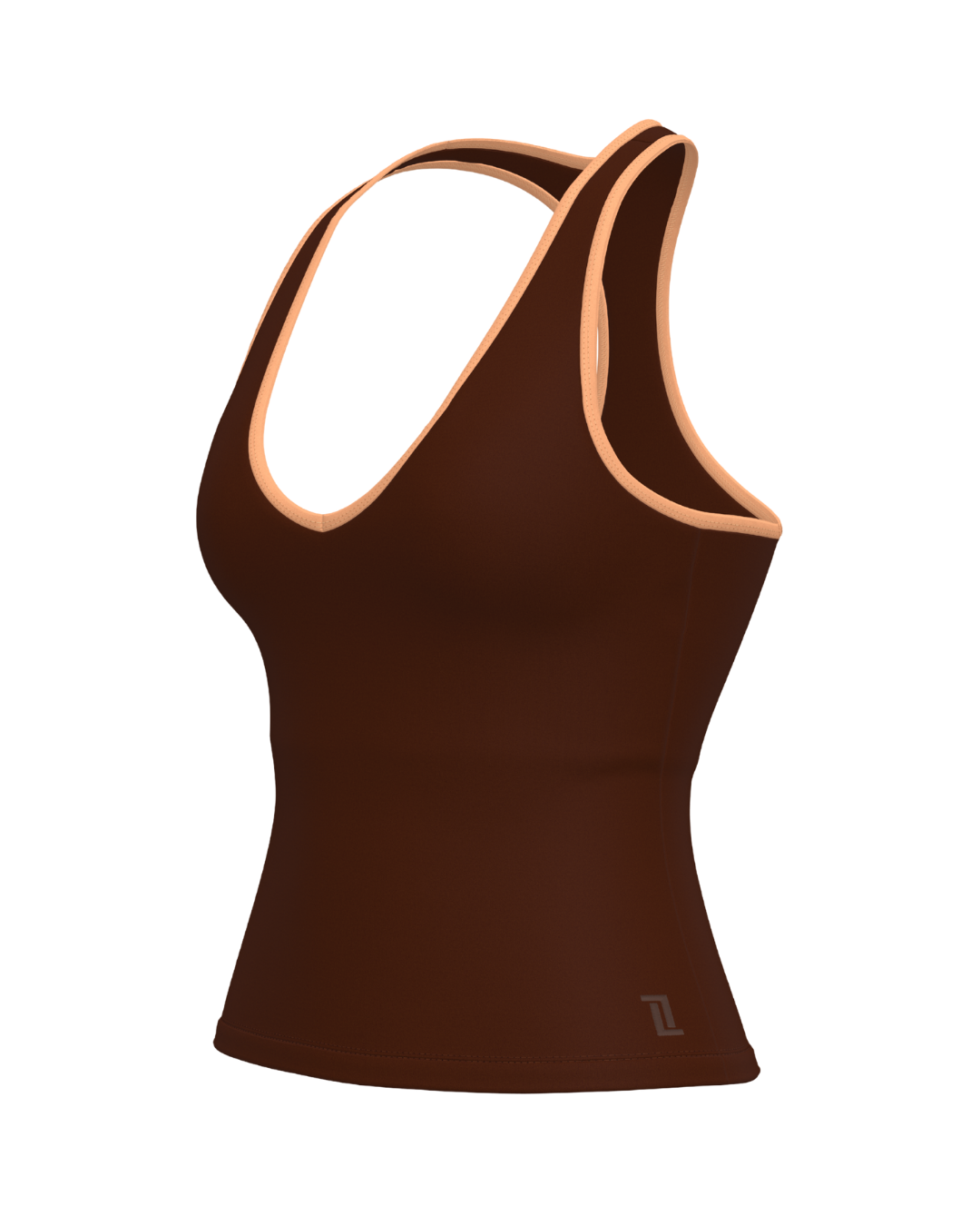 Sporty Racer Tank - Mocha Brown & Apricot