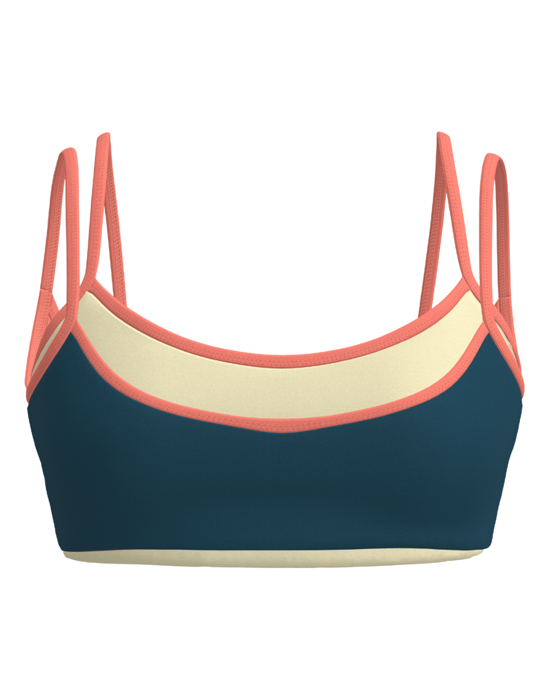 Multi-Color Double Layer Scoop Bra - Tropic