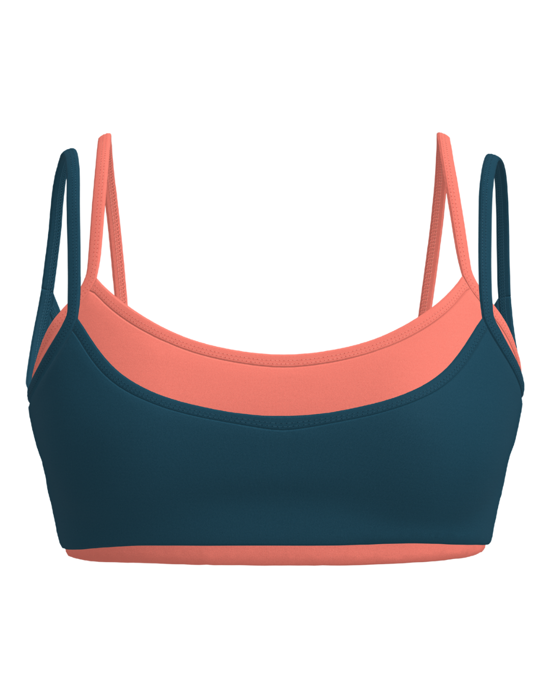 Double Layer Scoop Bra - Deep Teal & Guava