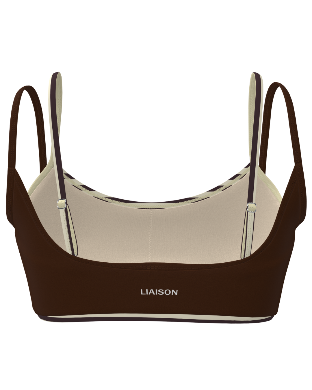 Double Layer Scoop Bra - Mocha Brown & Banana Stripes