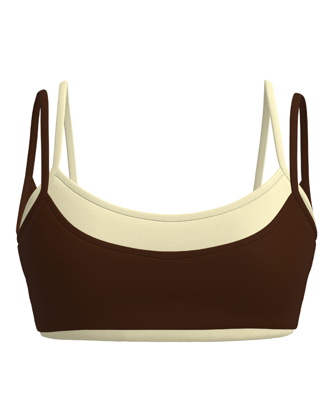 Double Layer Scoop Bra - Mocha Brown & Daylight