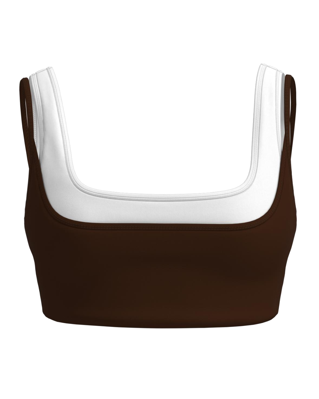 【R&B】Race Brown Tender Love Double Layer Core Bra - Mocha Brown & White
