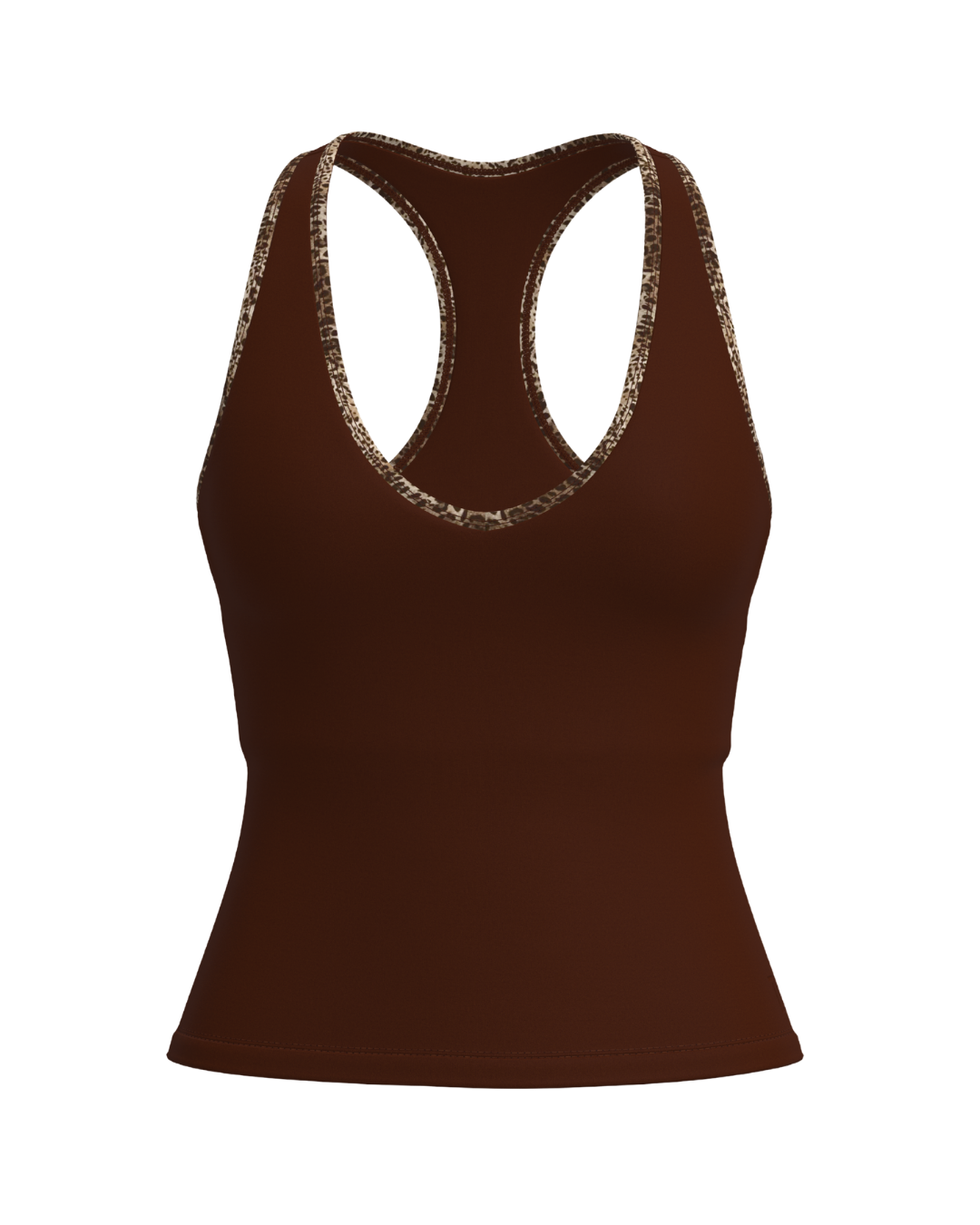 Sporty Racer Tank - Mocha Brown & Wild Side