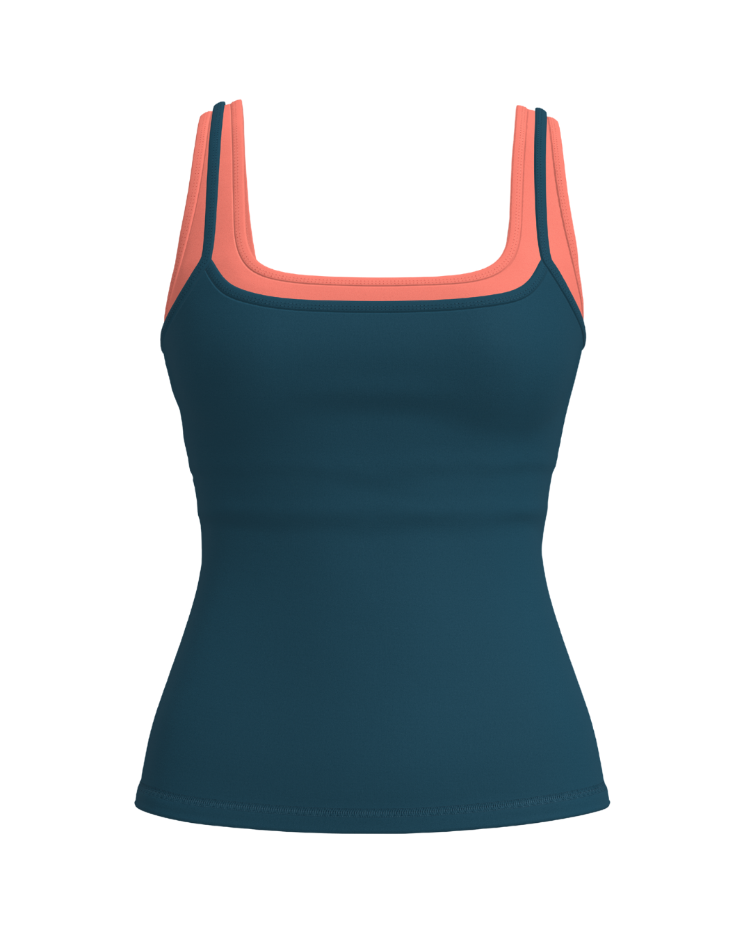 Double Layer Core Tank - Deep Teal & Guava